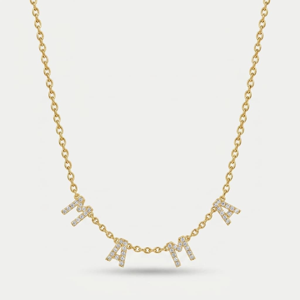 For Mama — Diamond Letter Charm Necklace