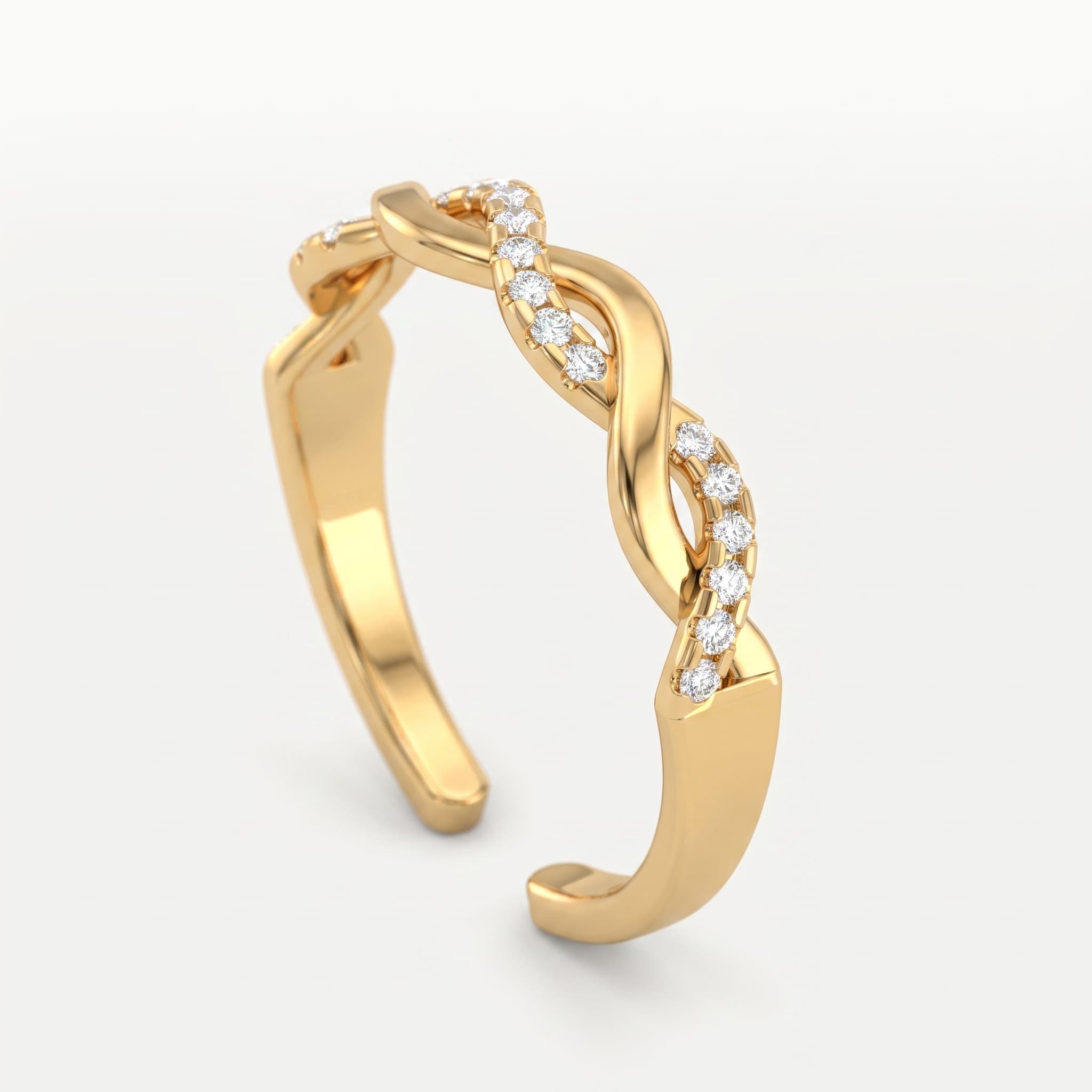 Endless Twist — Round Diamond Twisted Infinity Band on model