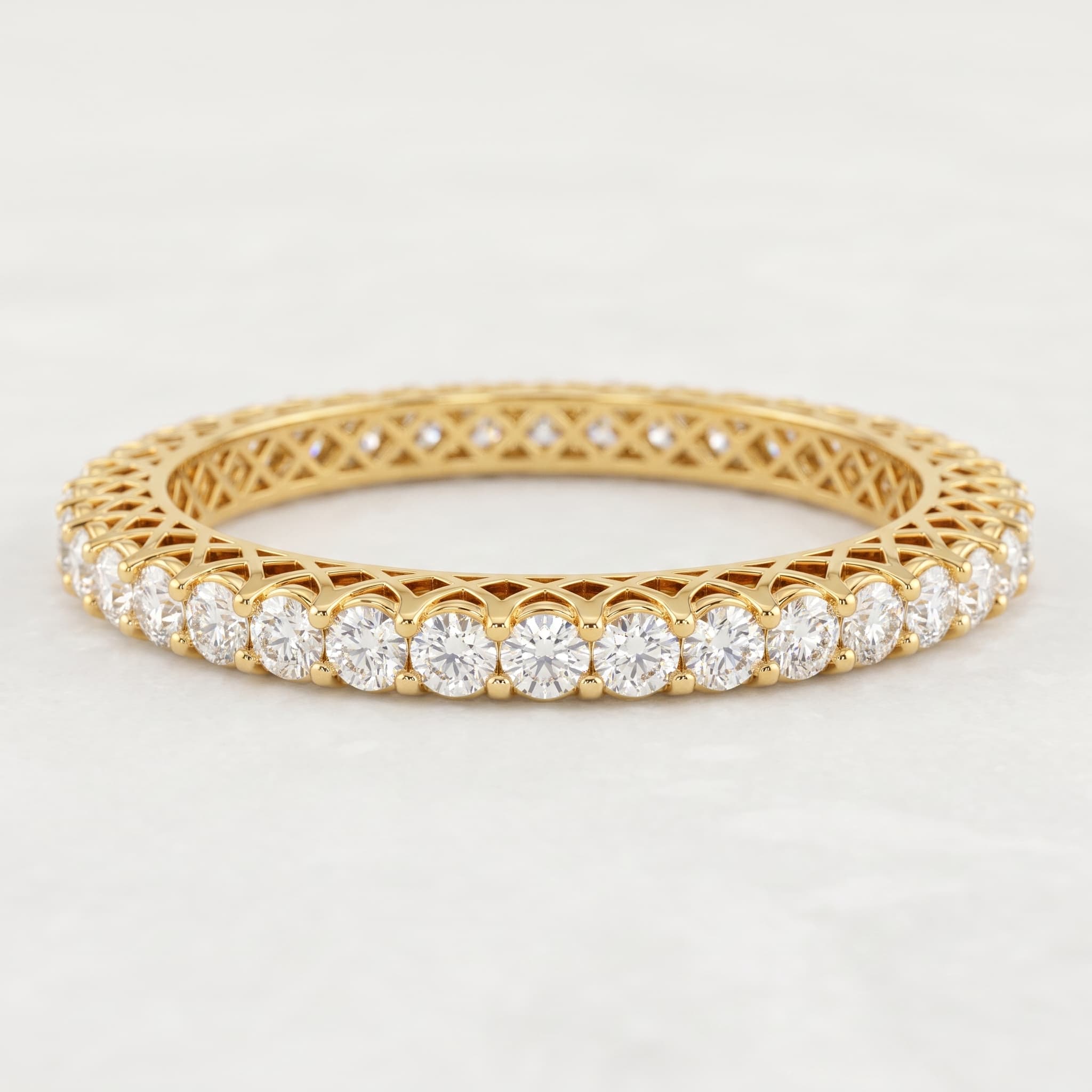 Woven Radiance — Round Diamond Lattice Eternity Bangle