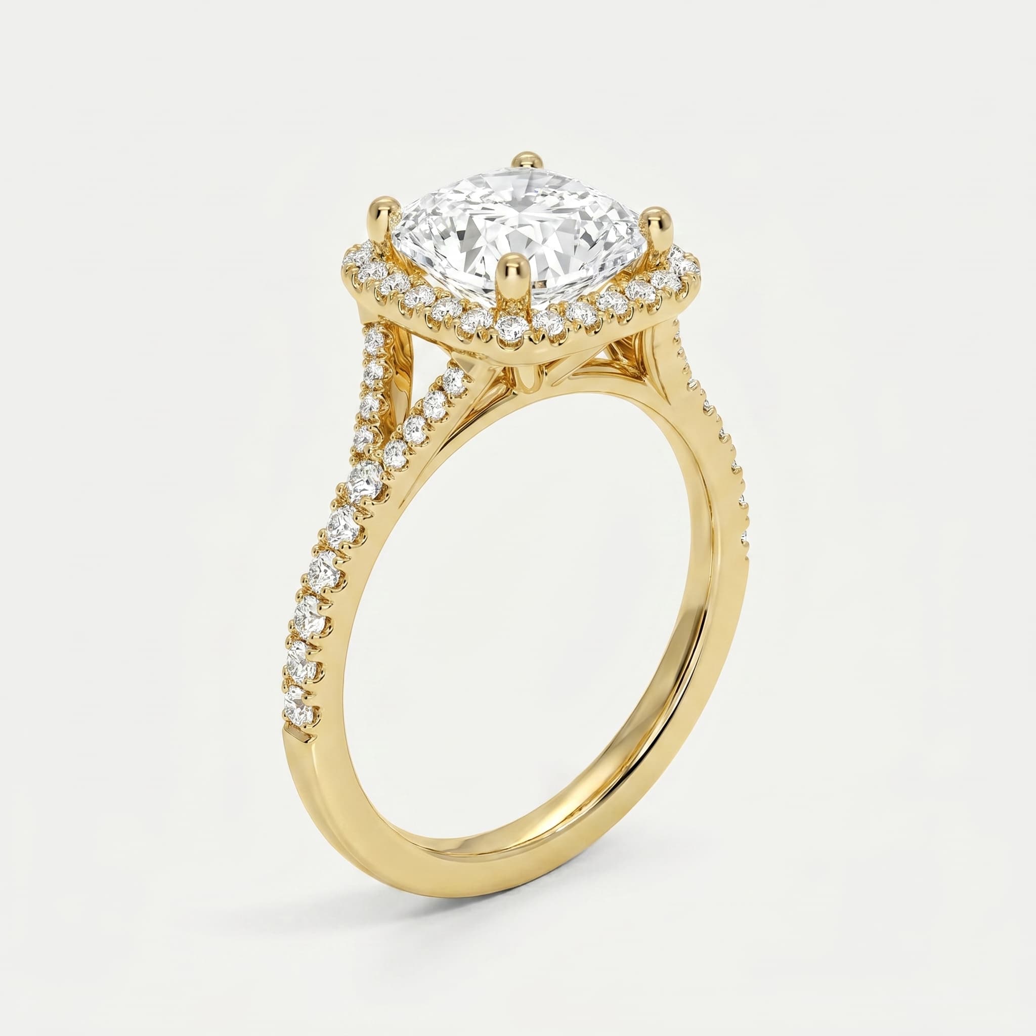 Beloved — Cushion Halo Diamond Ring on model