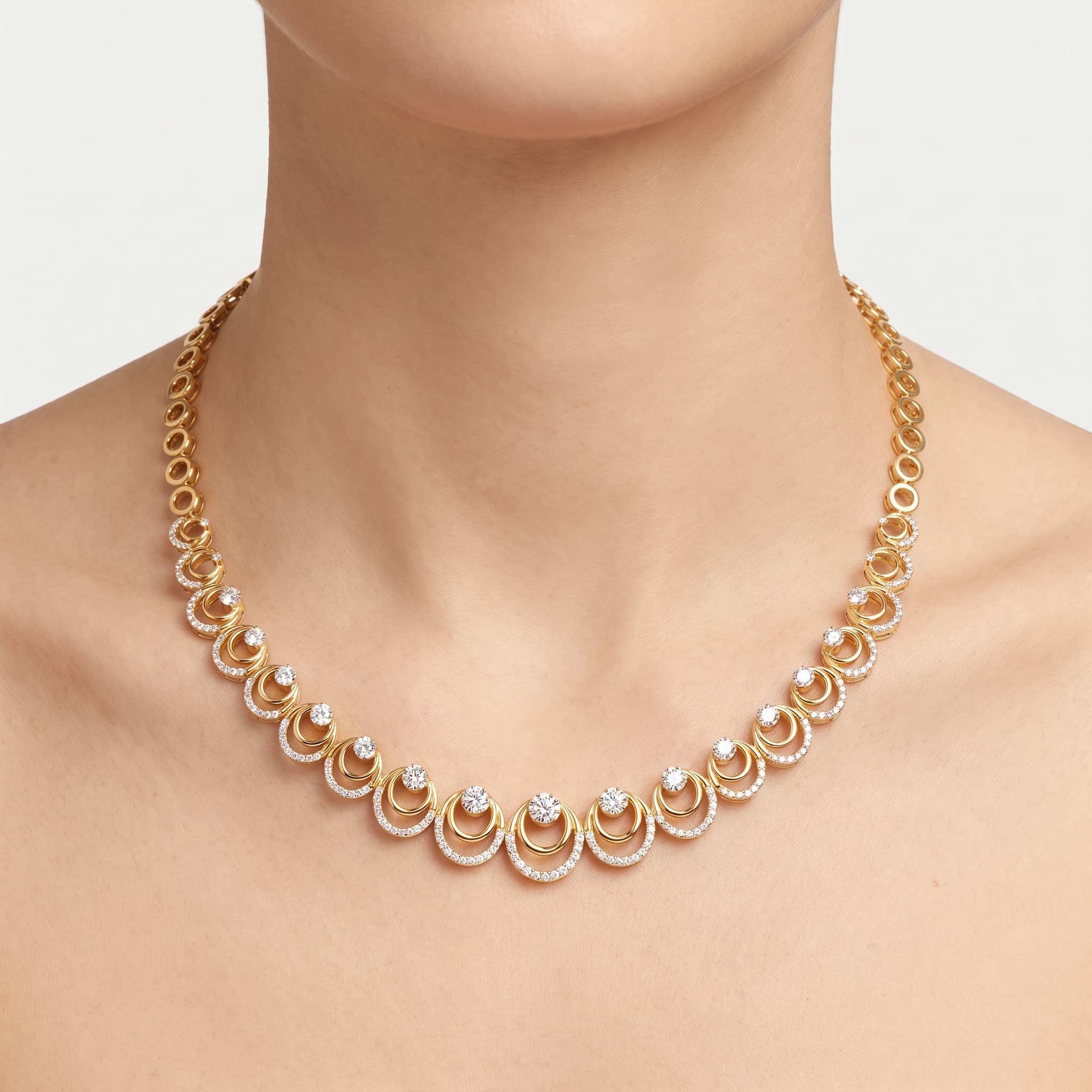 Orbit of Light — Graduated Diamond Circle Necklace thumbnail 3