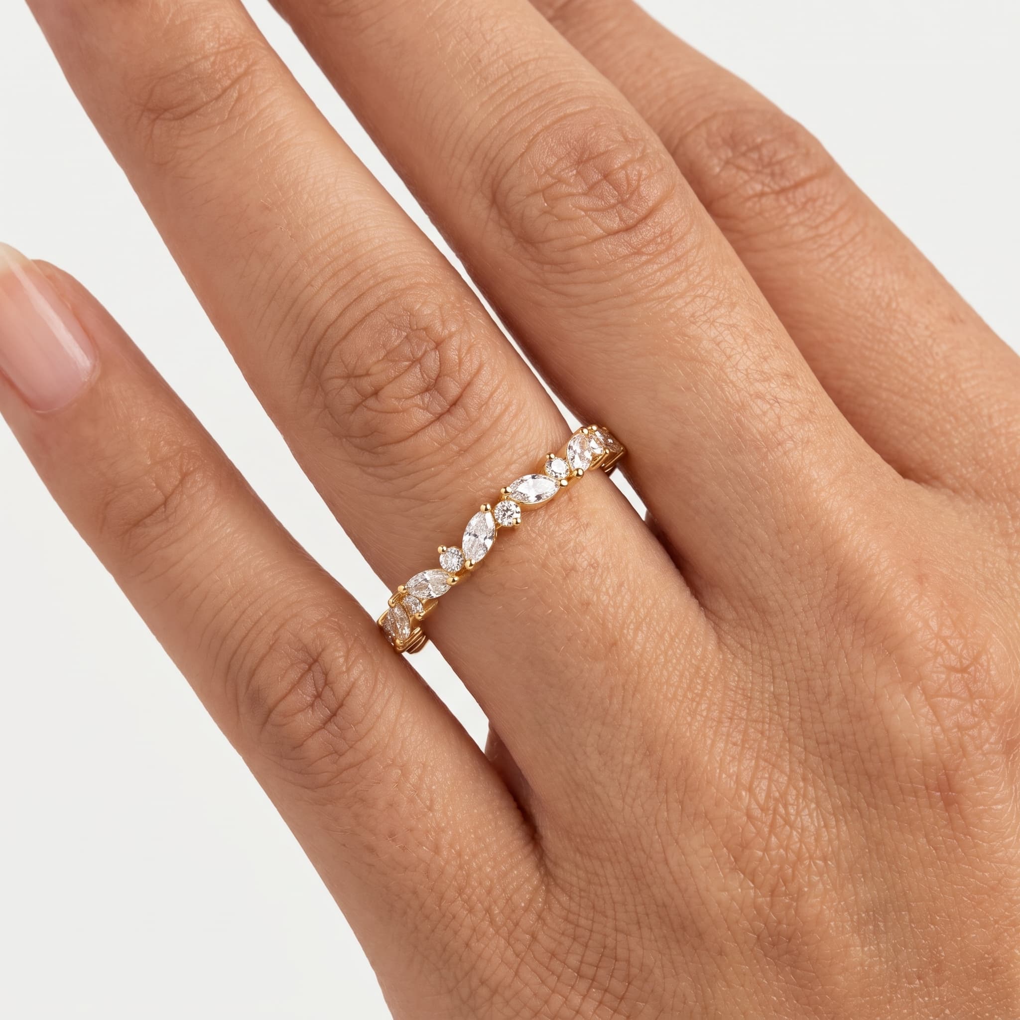 Marquise Serenade — Marquise & Round Diamond Eternity Band thumbnail 4