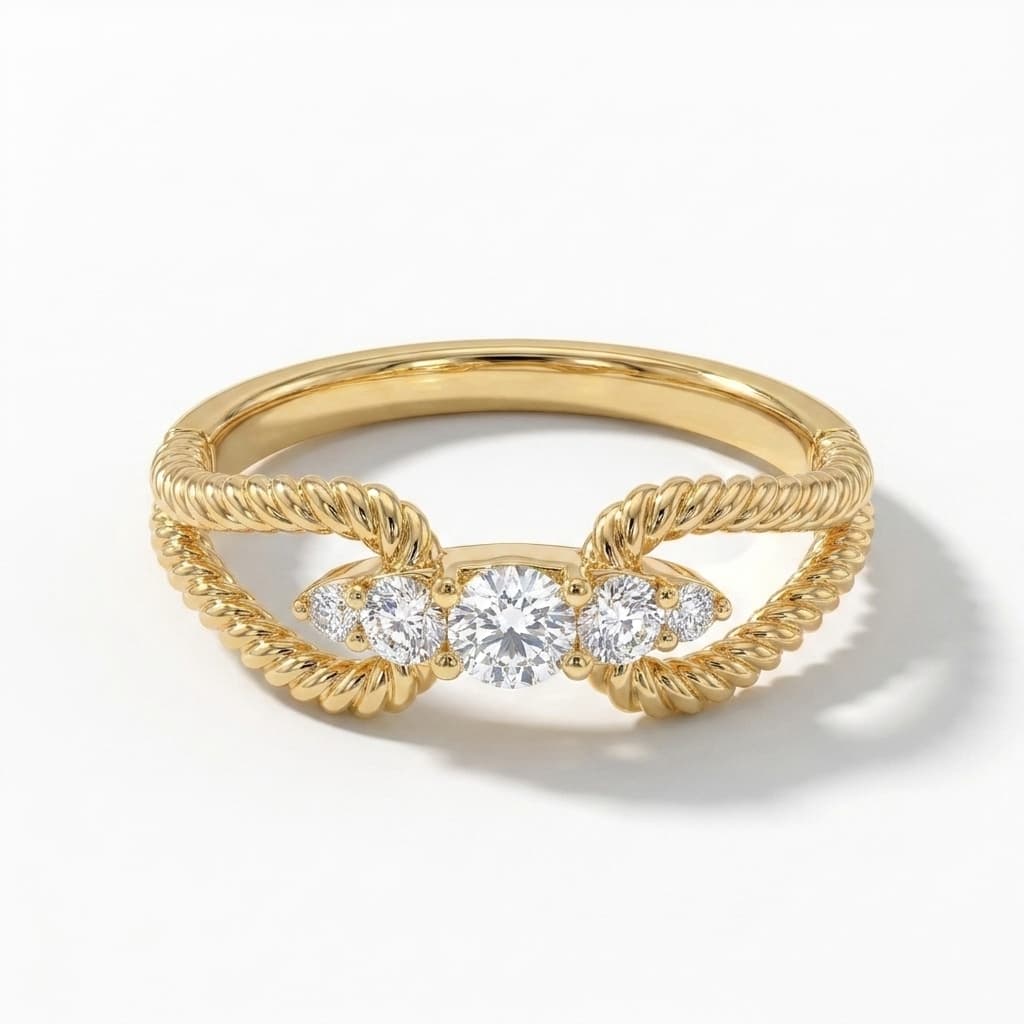 Lover's Knot — Diamond Bow Twisted Rope Ring
