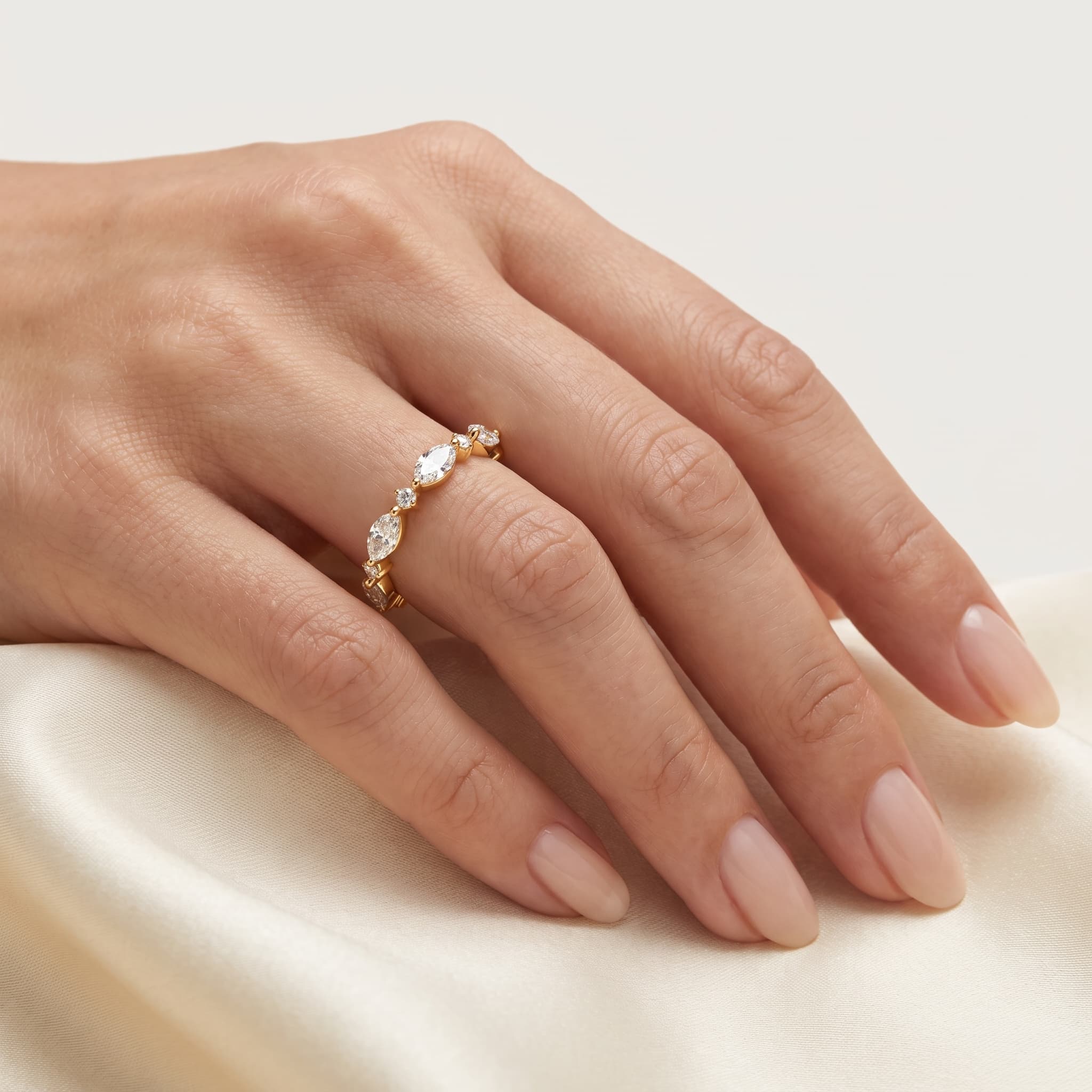 Marquise Waltz — Marquise & Round Diamond Eternity Band thumbnail 3