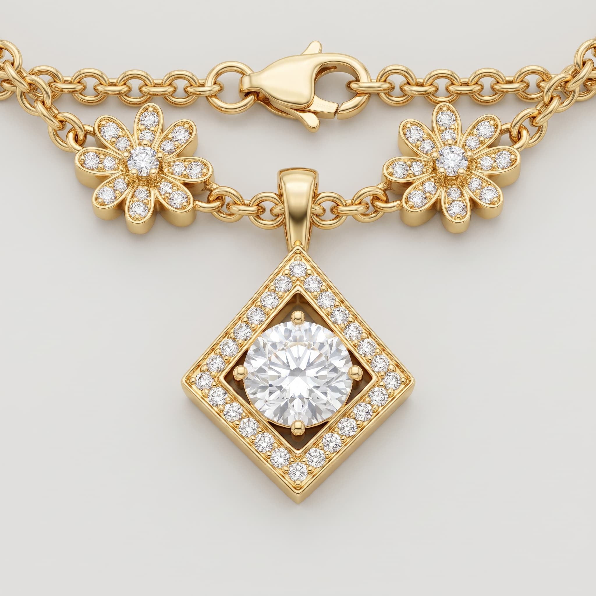 Petals & Light — Diamond Clover Charm Necklace on model