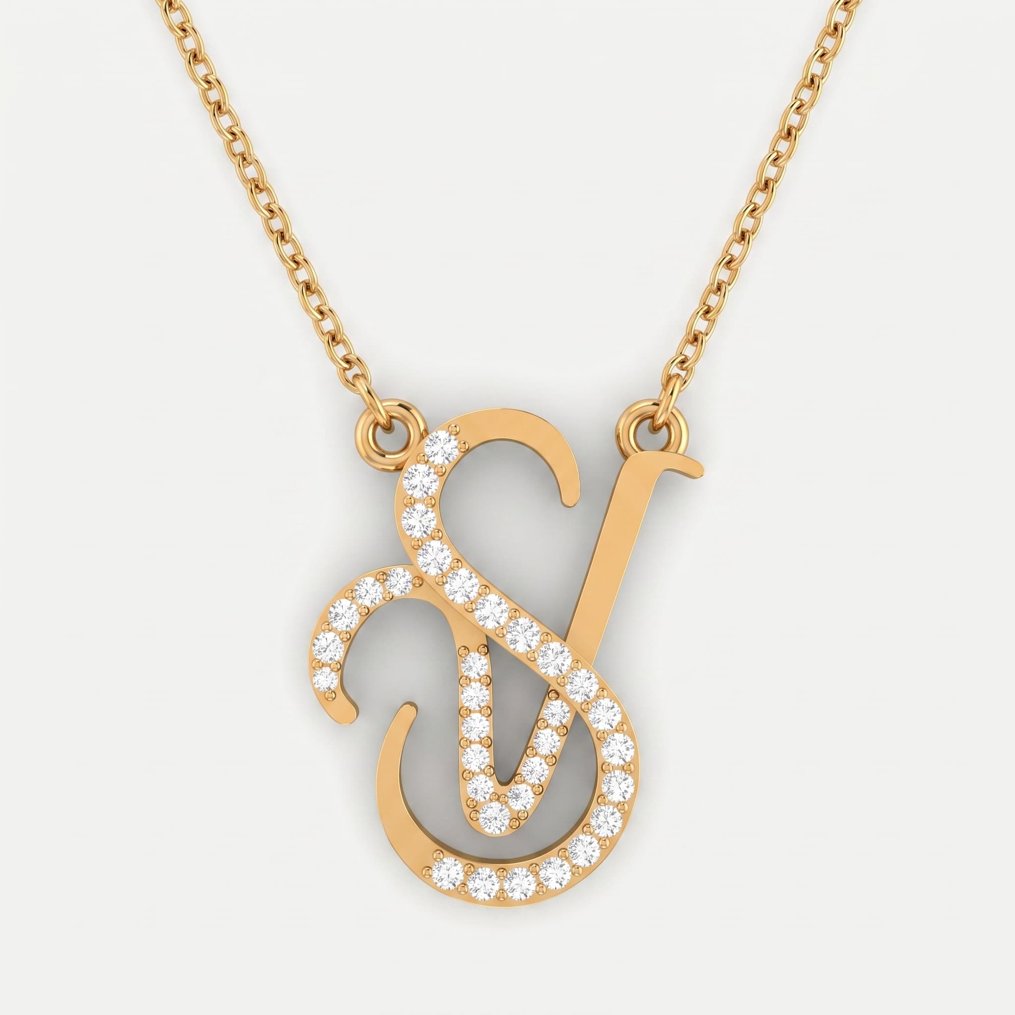 Signature S — Diamond Script Initial Pendant