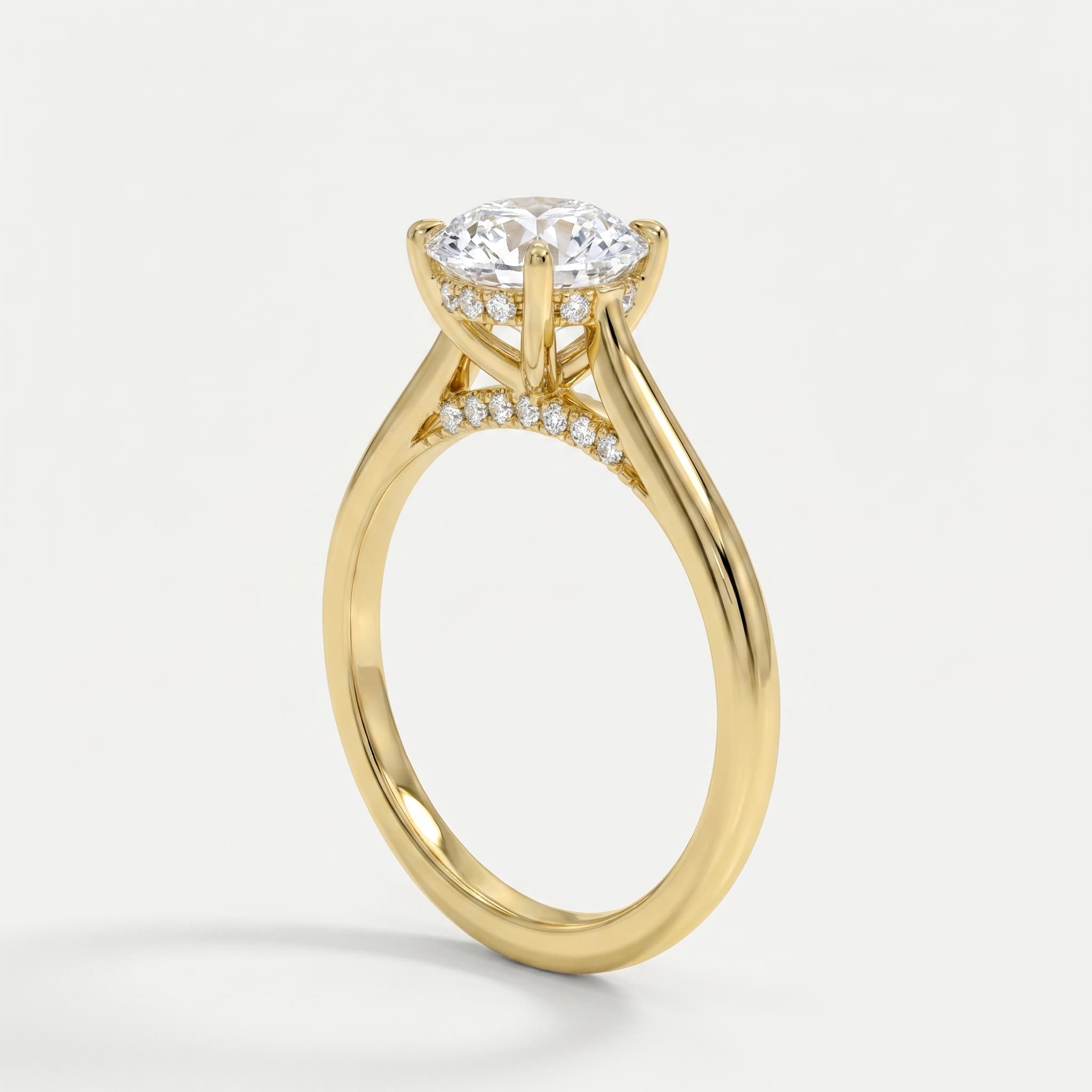 Secret Sparkle — Round Hidden Halo Diamond Ring on model