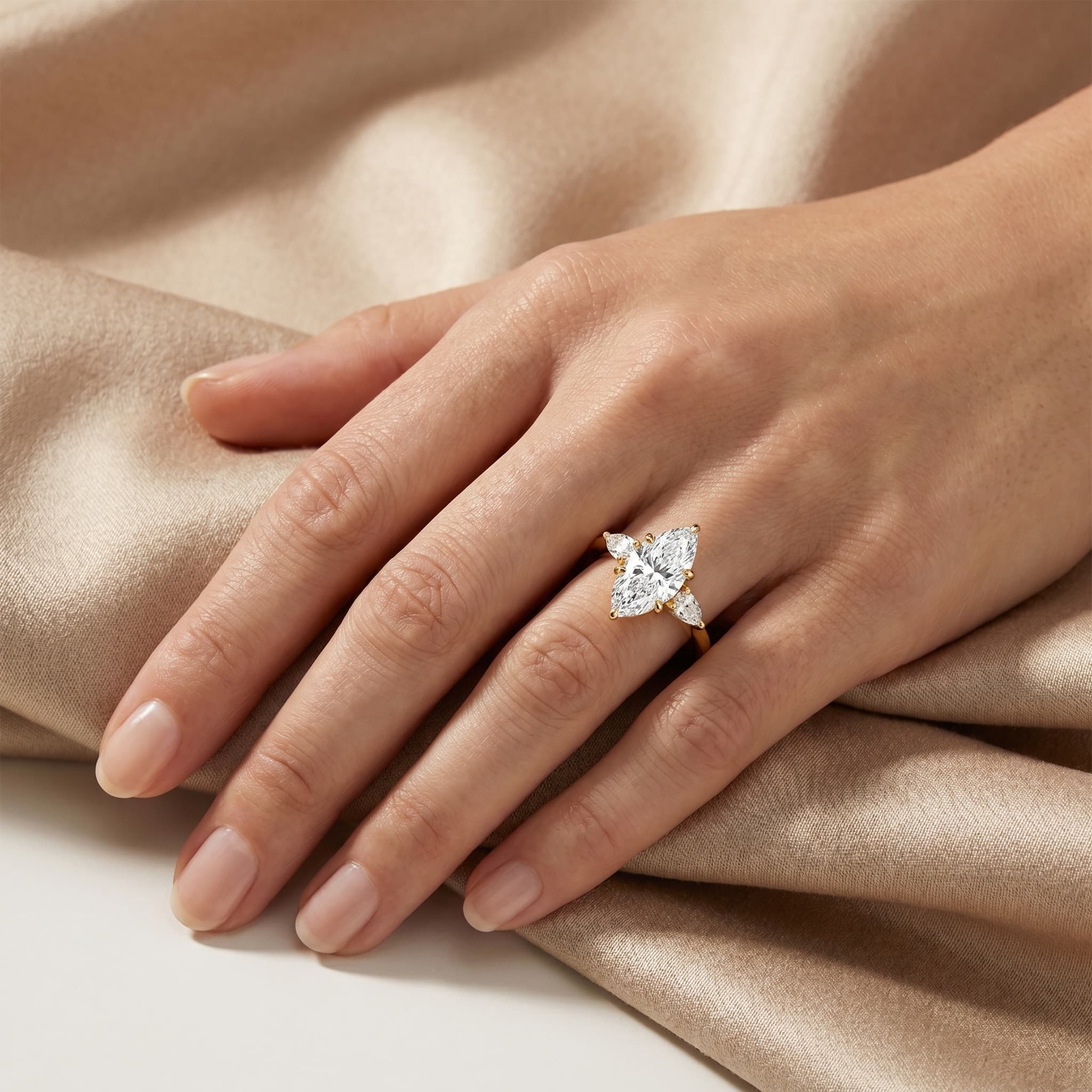Tears of Joy — Marquise Three Stone Diamond Ring thumbnail 5