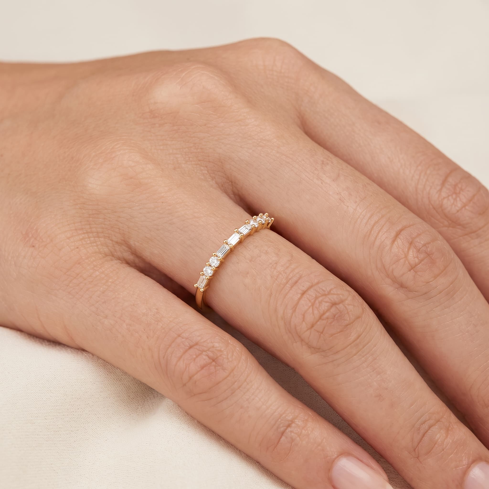 Rhythm & Light — Round & Baguette Diamond Alternating Band thumbnail 3