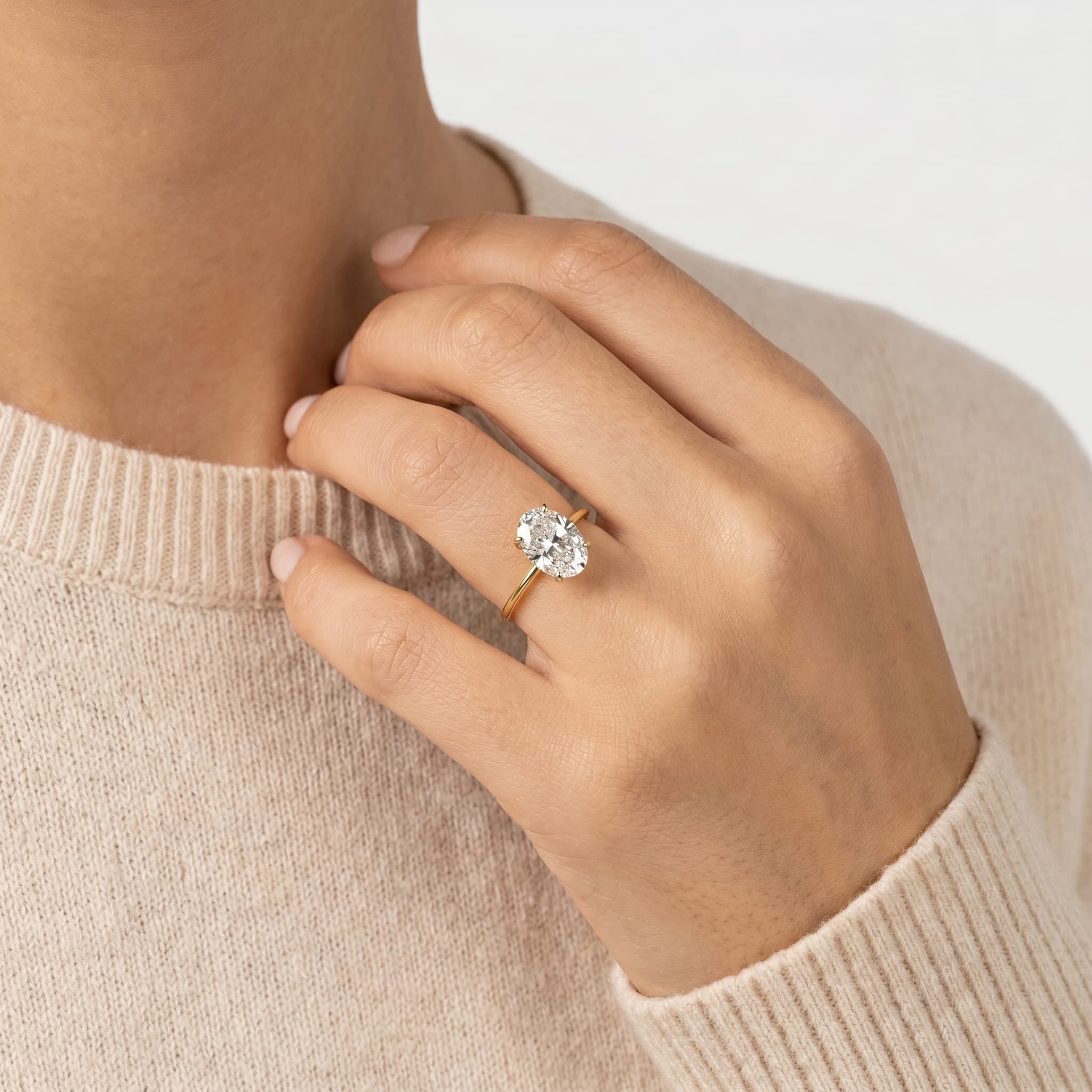 First Light — Oval Solitaire Diamond Ring thumbnail 4