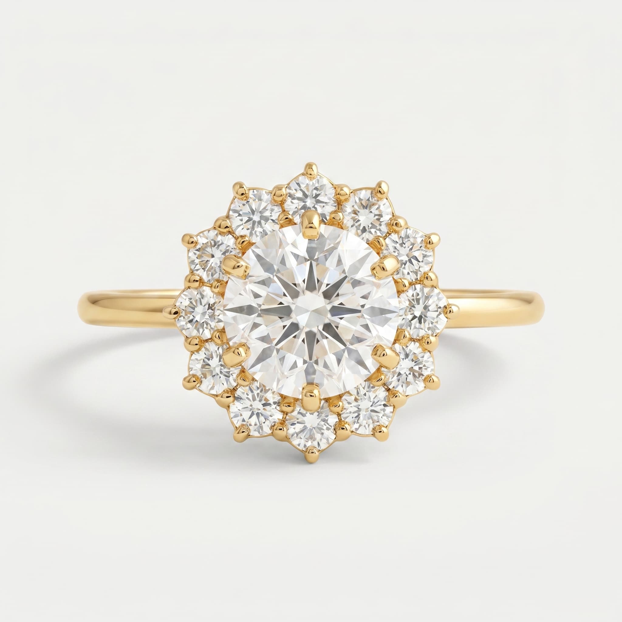 Sunburst Halo Diamond Ring