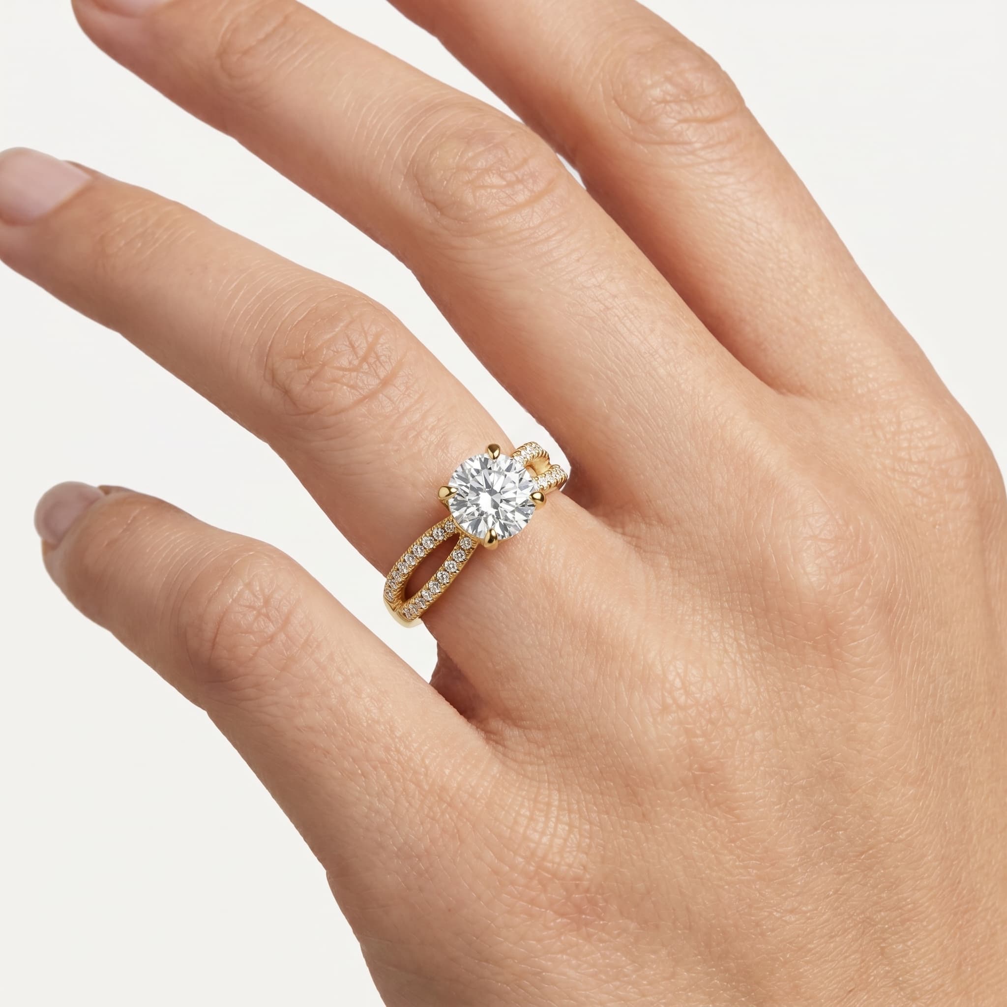 Two Halves, One Heart — Round Diamond Split Shank Ring thumbnail 4