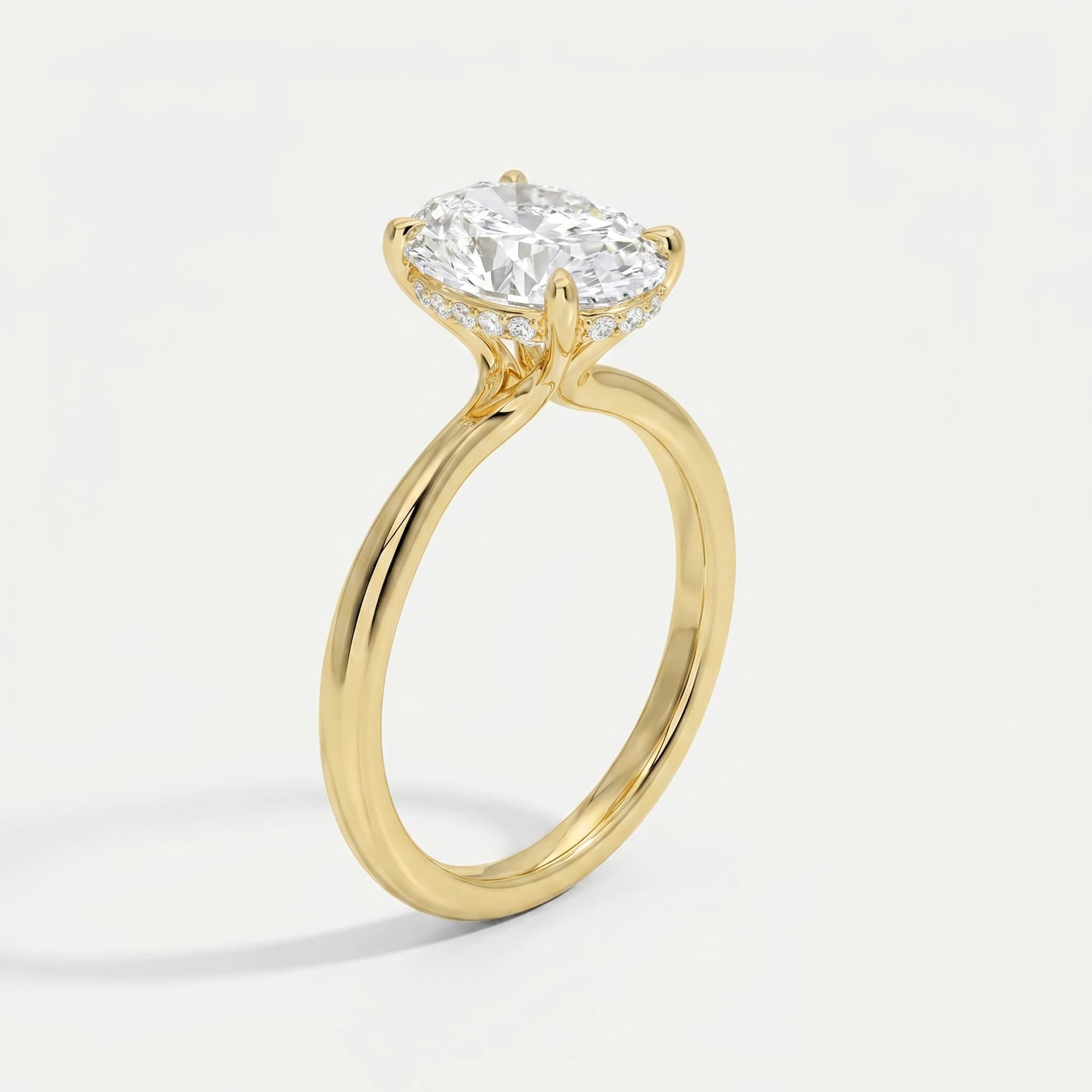 Provence Solitaire — Hidden Halo Diamond Ring on model