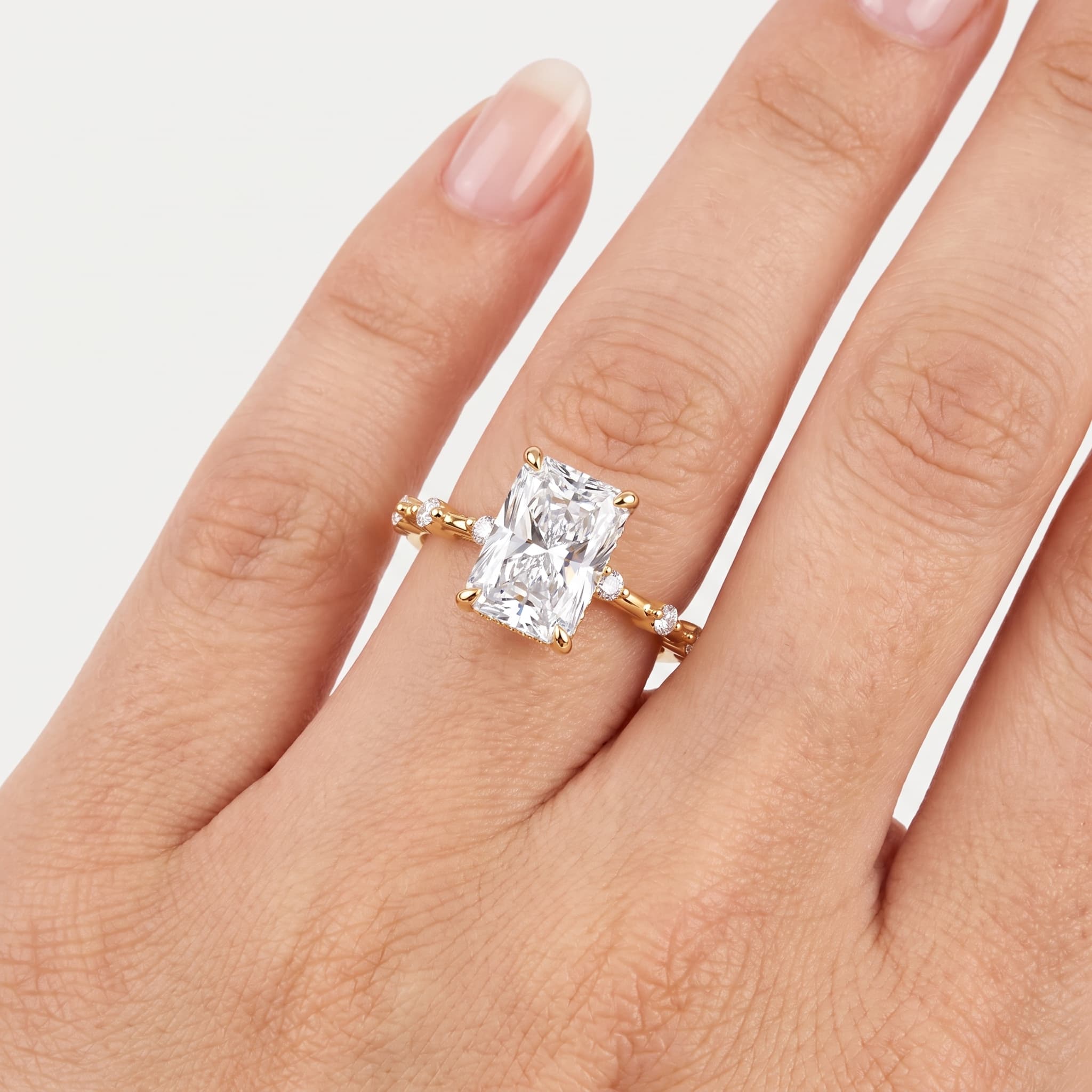 Solstice — Radiant Cut Diamond Side Stone Ring thumbnail 4