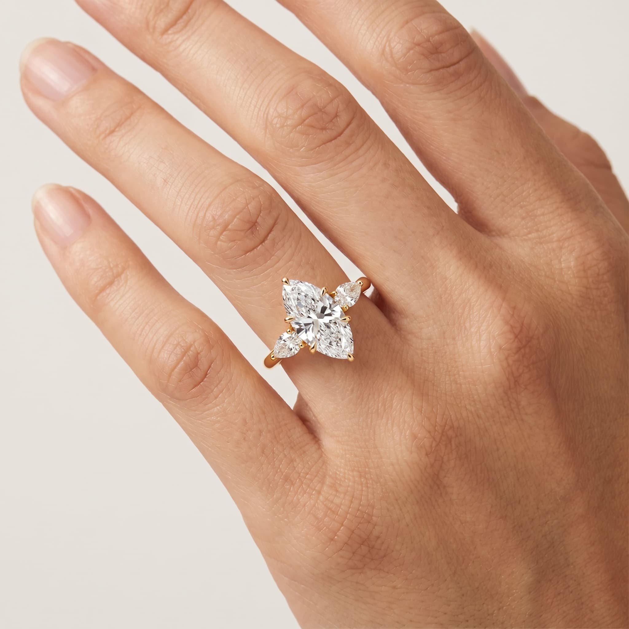 Tears of Joy — Marquise Three Stone Diamond Ring thumbnail 4