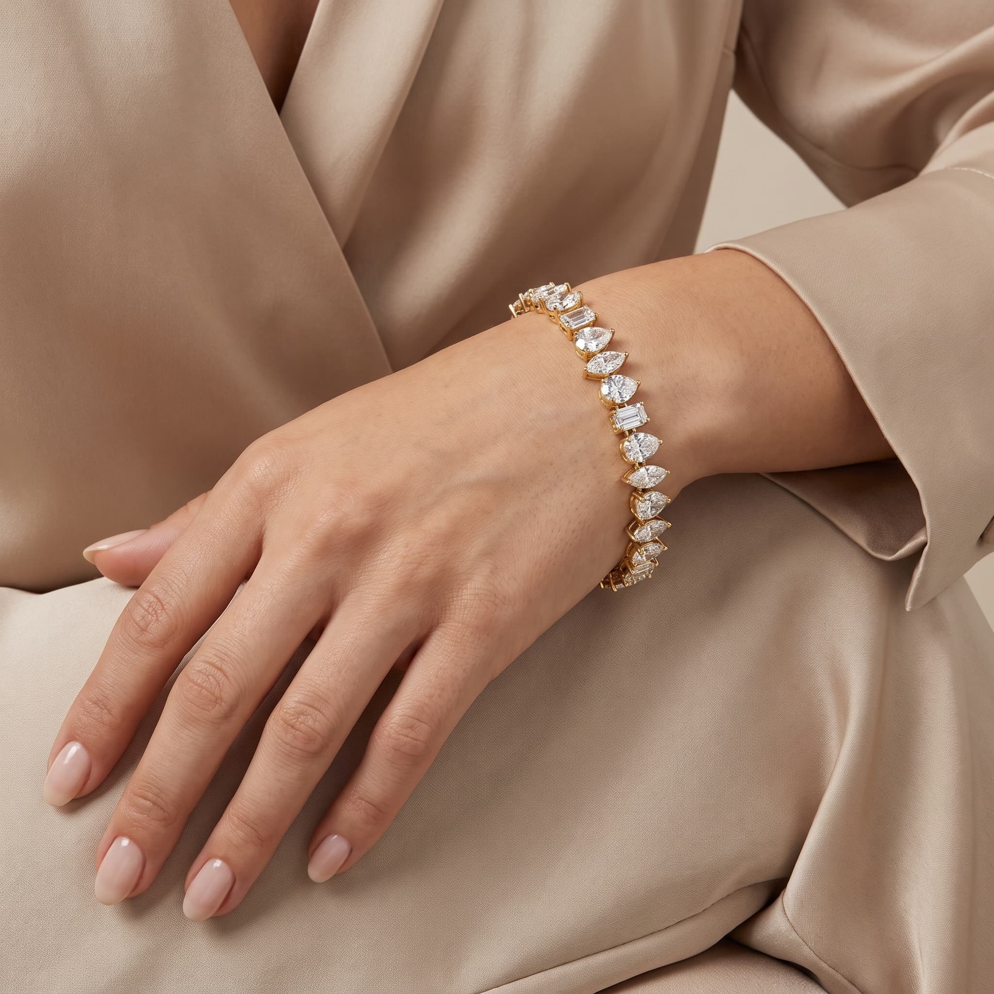 Kaleidoscope — Multi-Shape Diamond Tennis Bracelet on model