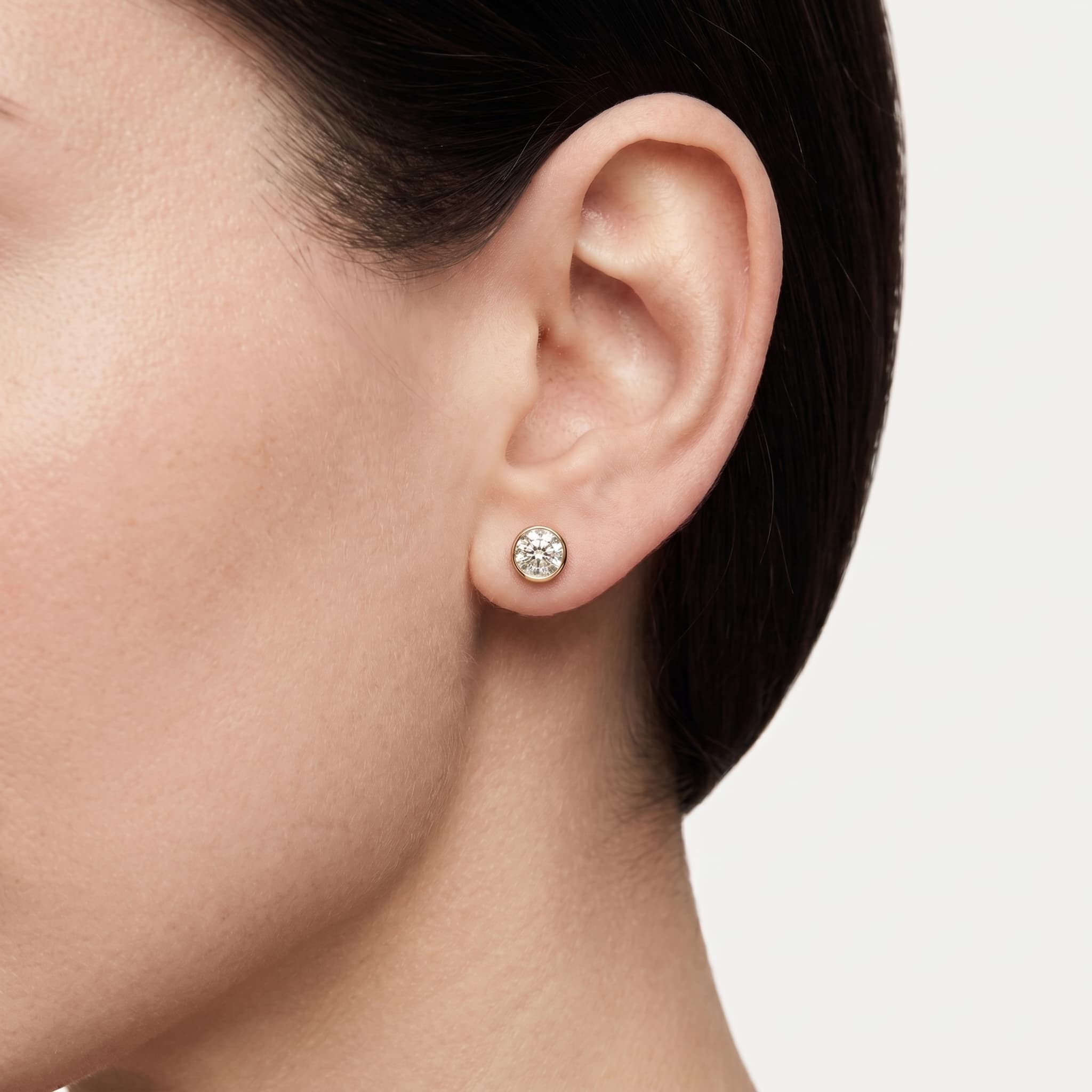 Halo of Us — Round Diamond Bezel Stud Earrings thumbnail 3