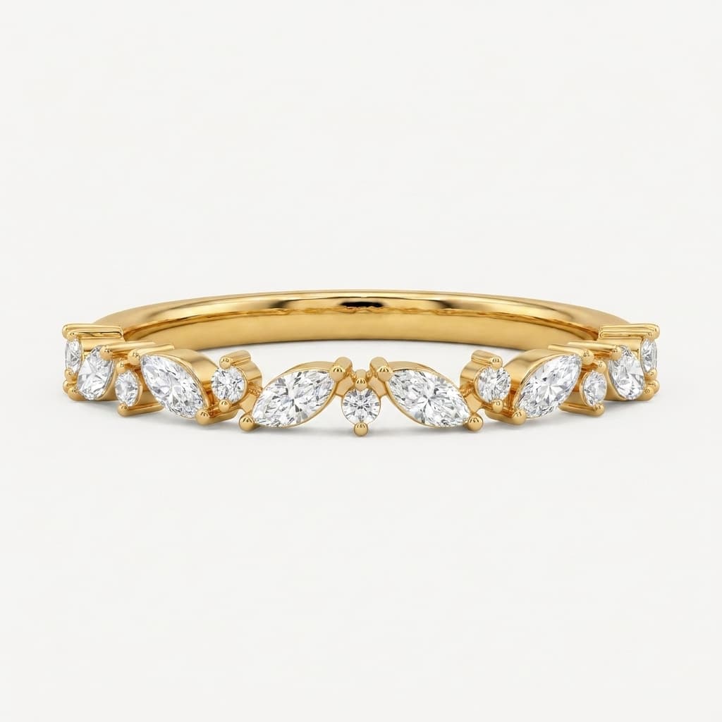 Marquise Serenade — Marquise & Round Diamond Eternity Band