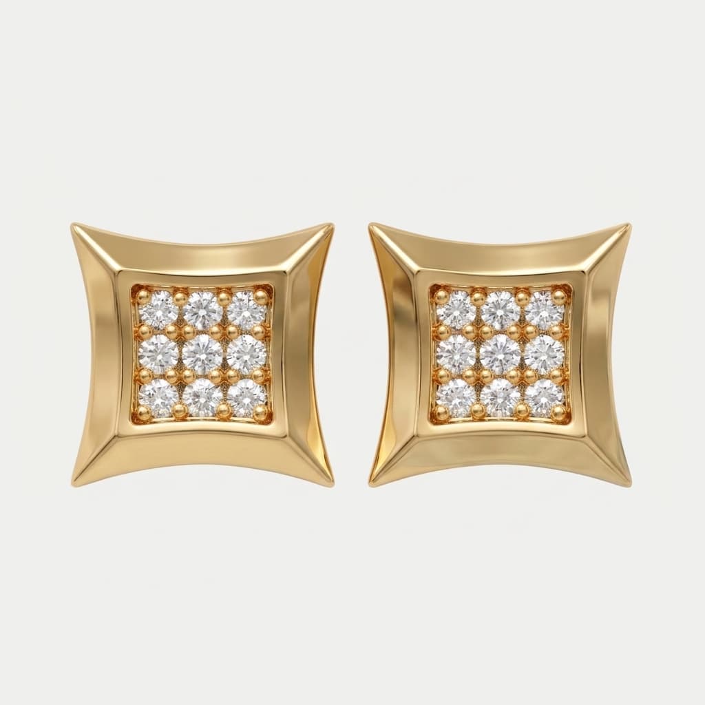 Pinpoint — Round Diamond Pavé Kite Stud Earrings