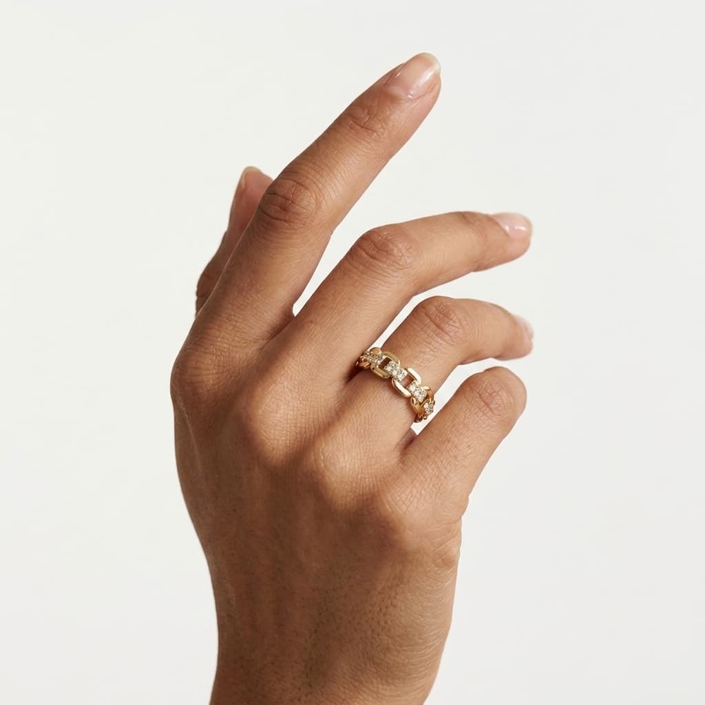 Linked Together — Round Diamond Rectangular Link Eternity Band thumbnail 4