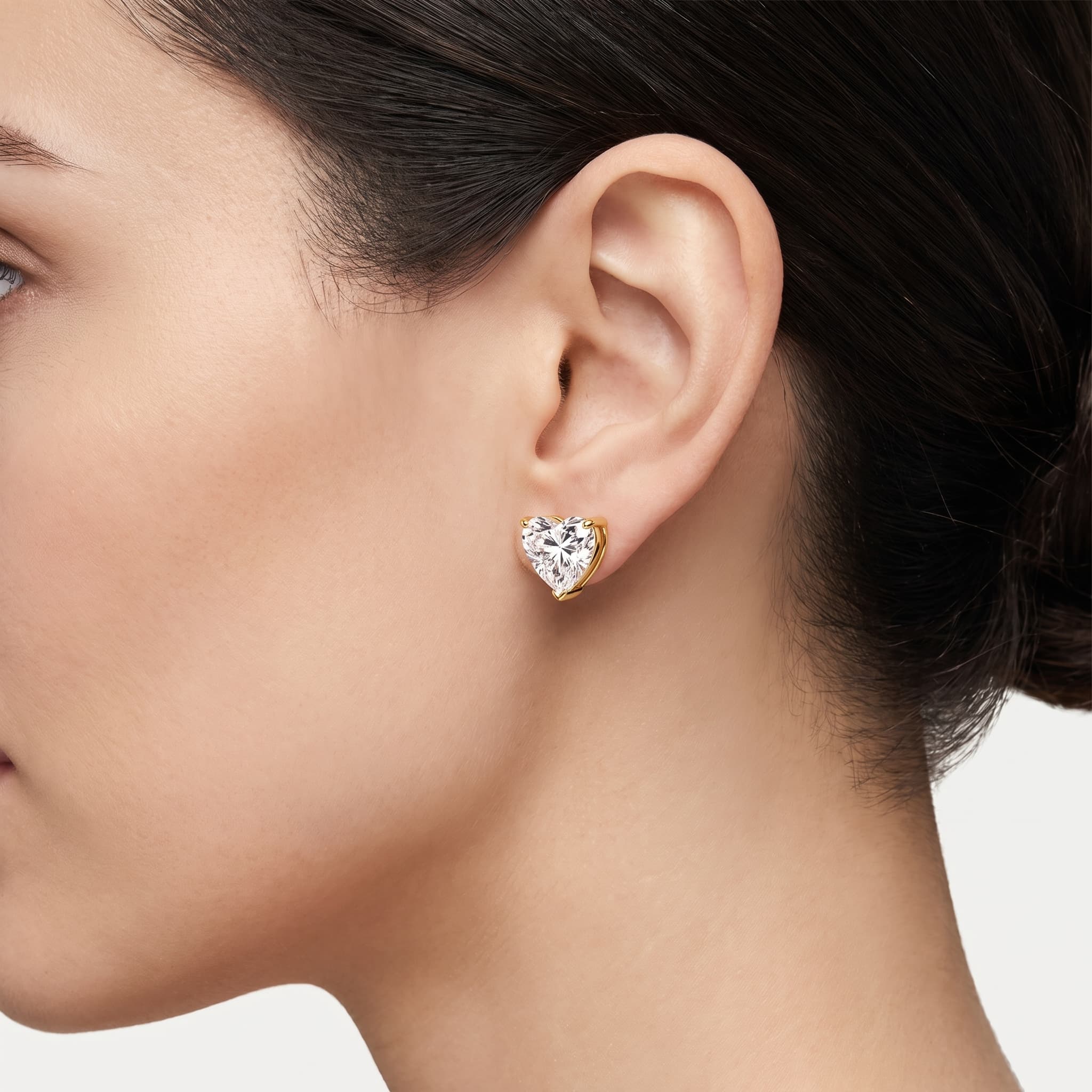 Two Hearts As One — Heart Diamond Solitaire Stud Earrings thumbnail 3