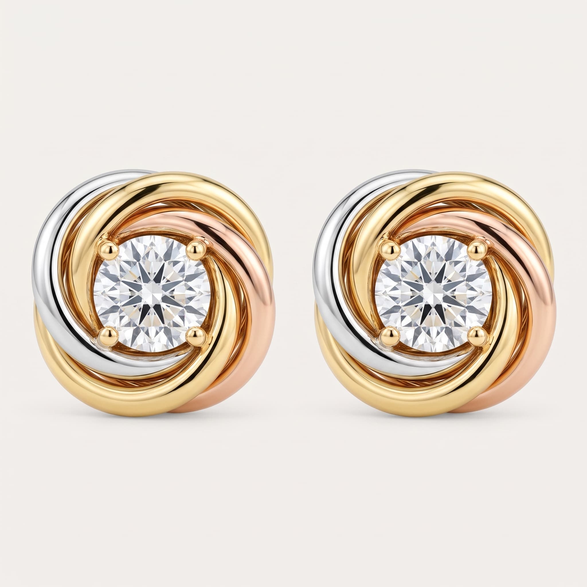 Trinity Knot Diamond Stud Earrings