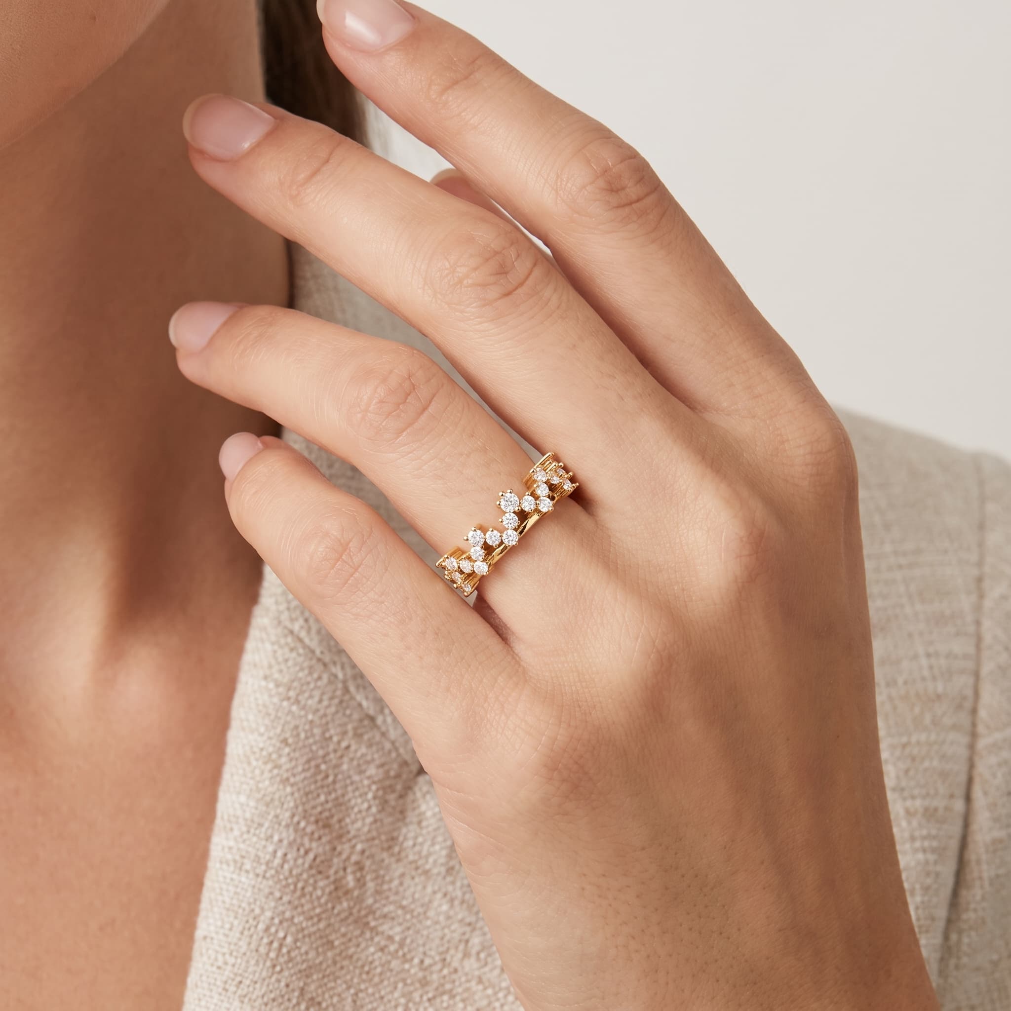 Constellation Drift — Round Diamond Cluster Ring thumbnail 3