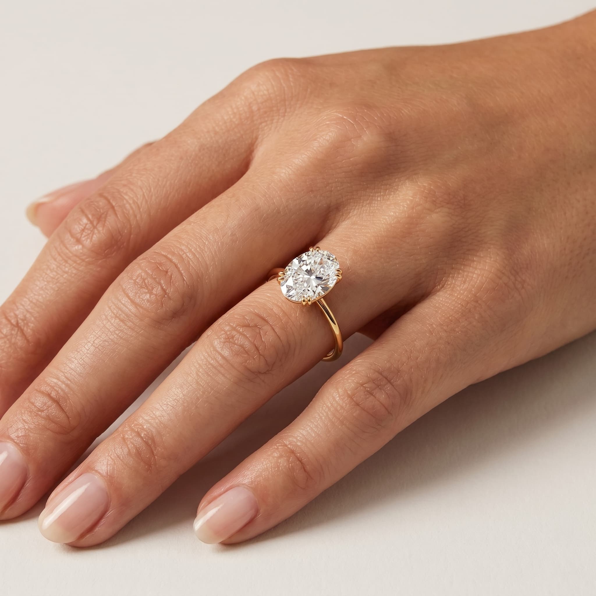 Held in Light — Oval Solitaire Diamond Ring thumbnail 4