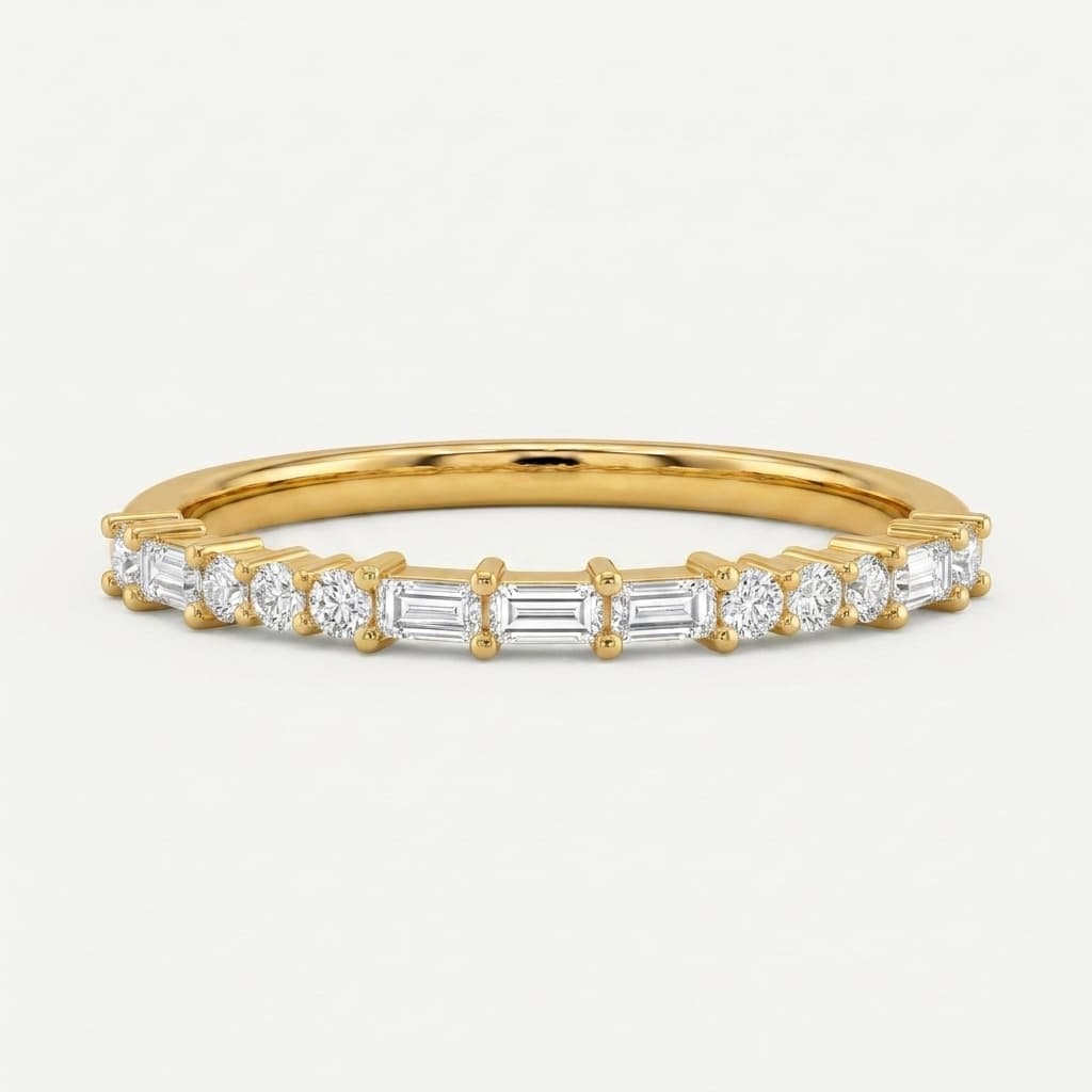 Rhythm & Light — Round & Baguette Diamond Alternating Band