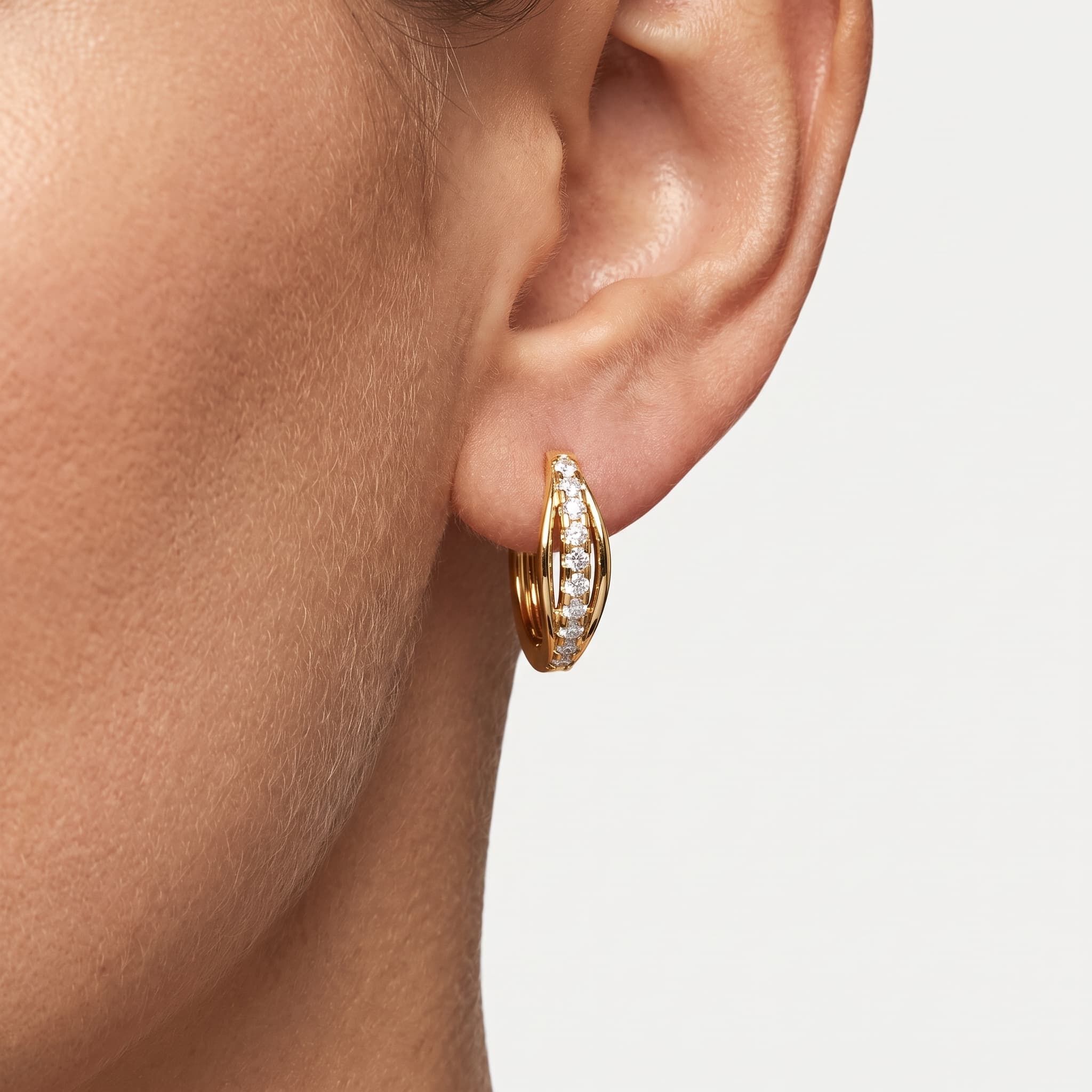 Petal Hoop — Channel Set Diamond Marquise Hoop Earrings thumbnail 3
