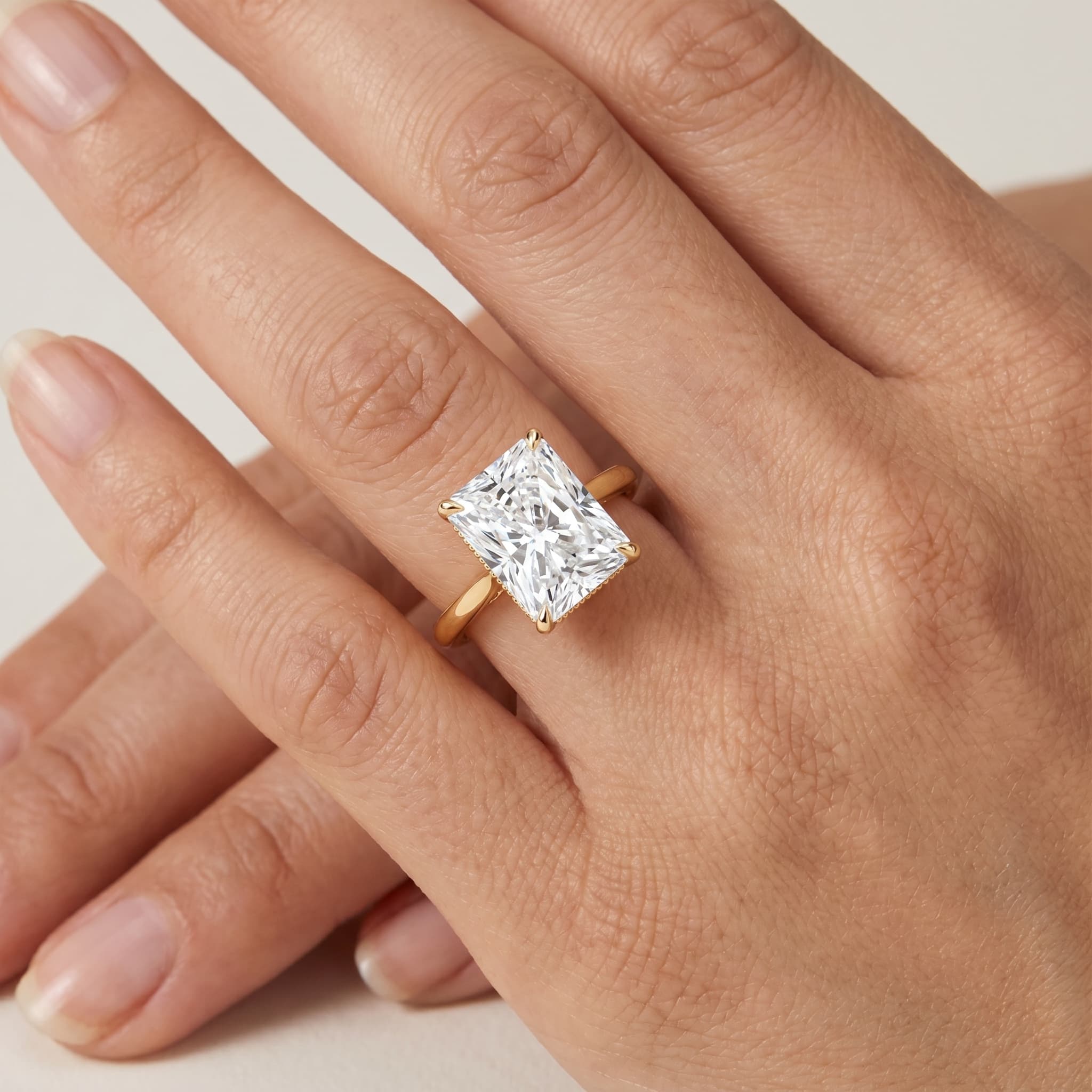 Radiant Lab Grown Diamond Hidden Halo Engagement Ring thumbnail 4