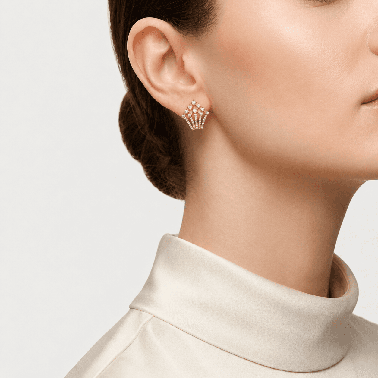 Radiant Fan — Diamond Chandelier Stud Earrings on model