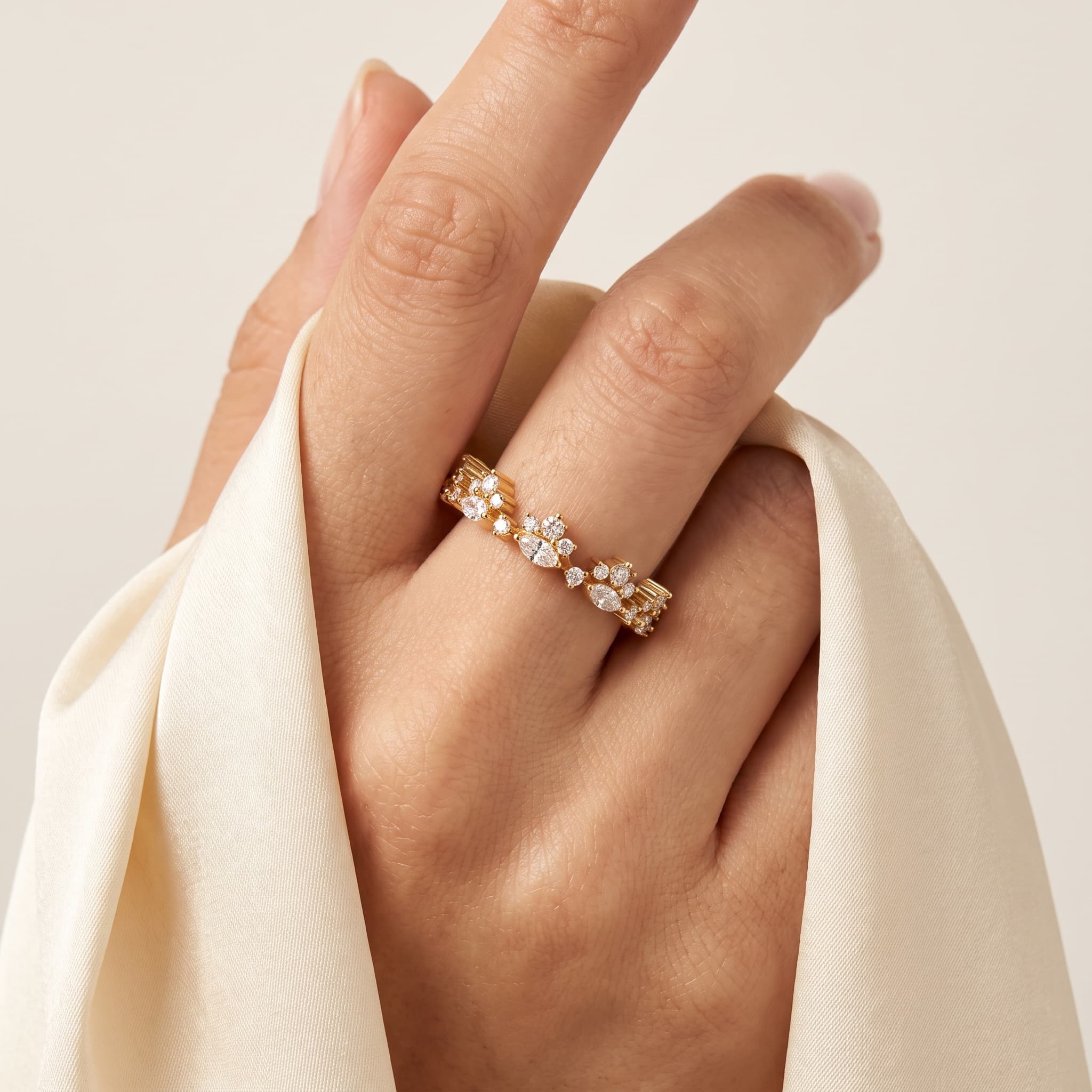 Stardust Trail — Marquise & Round Diamond Cluster Ring thumbnail 3