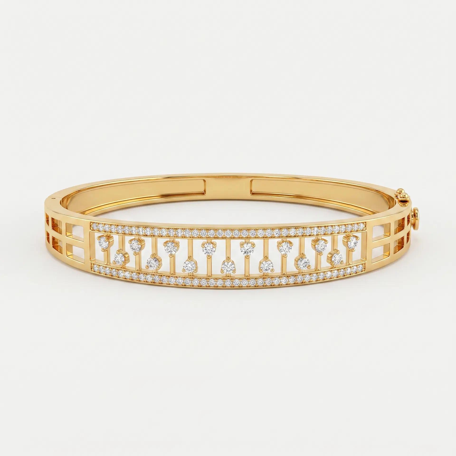 Elegant Round Diamond Openwork Bangle