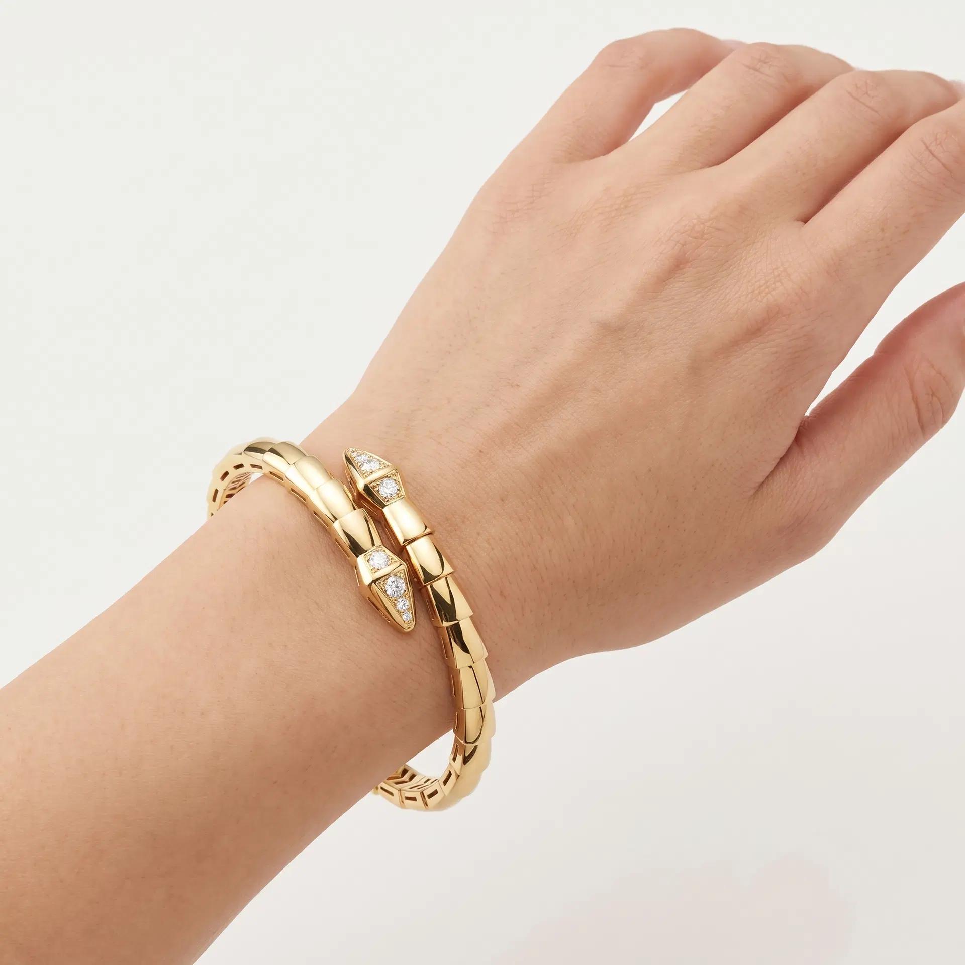 Diamond Serpent Bypass Bangle on model