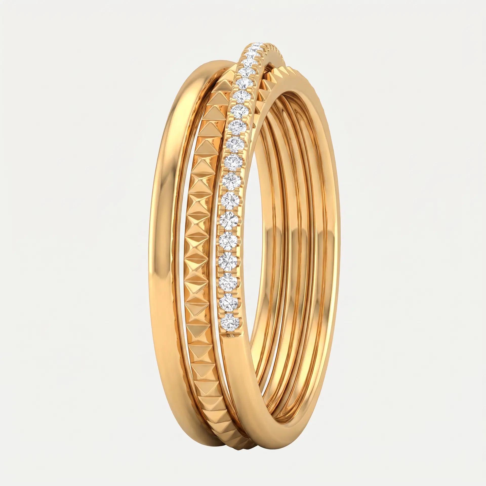 Round Diamond Interlocking Double Bangle on model