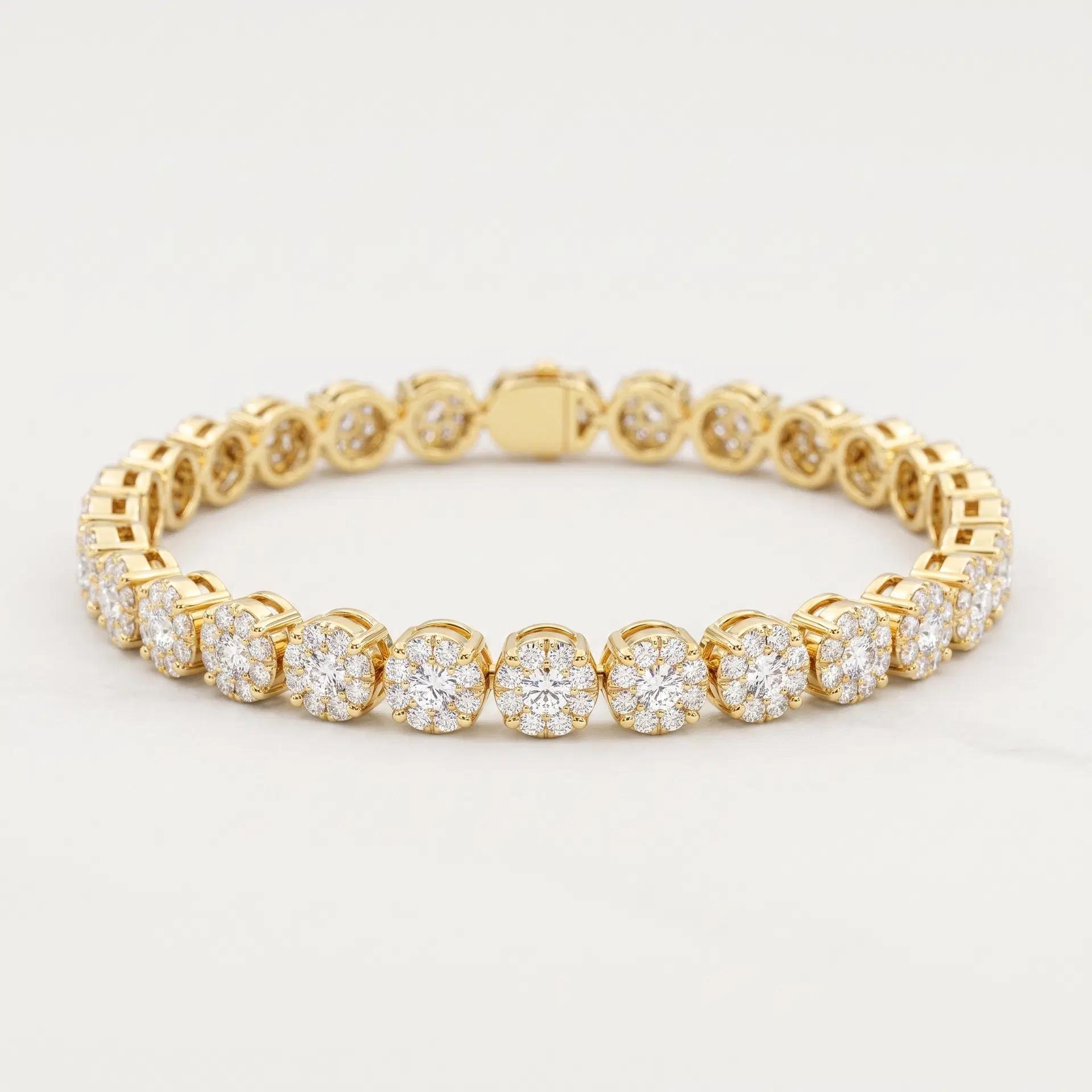 Round Diamond Cluster Tennis Bracelet