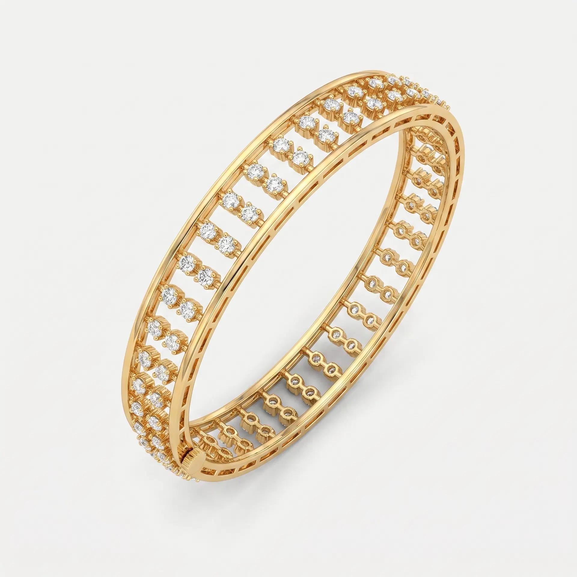 Round Diamond Cage Bangle on model
