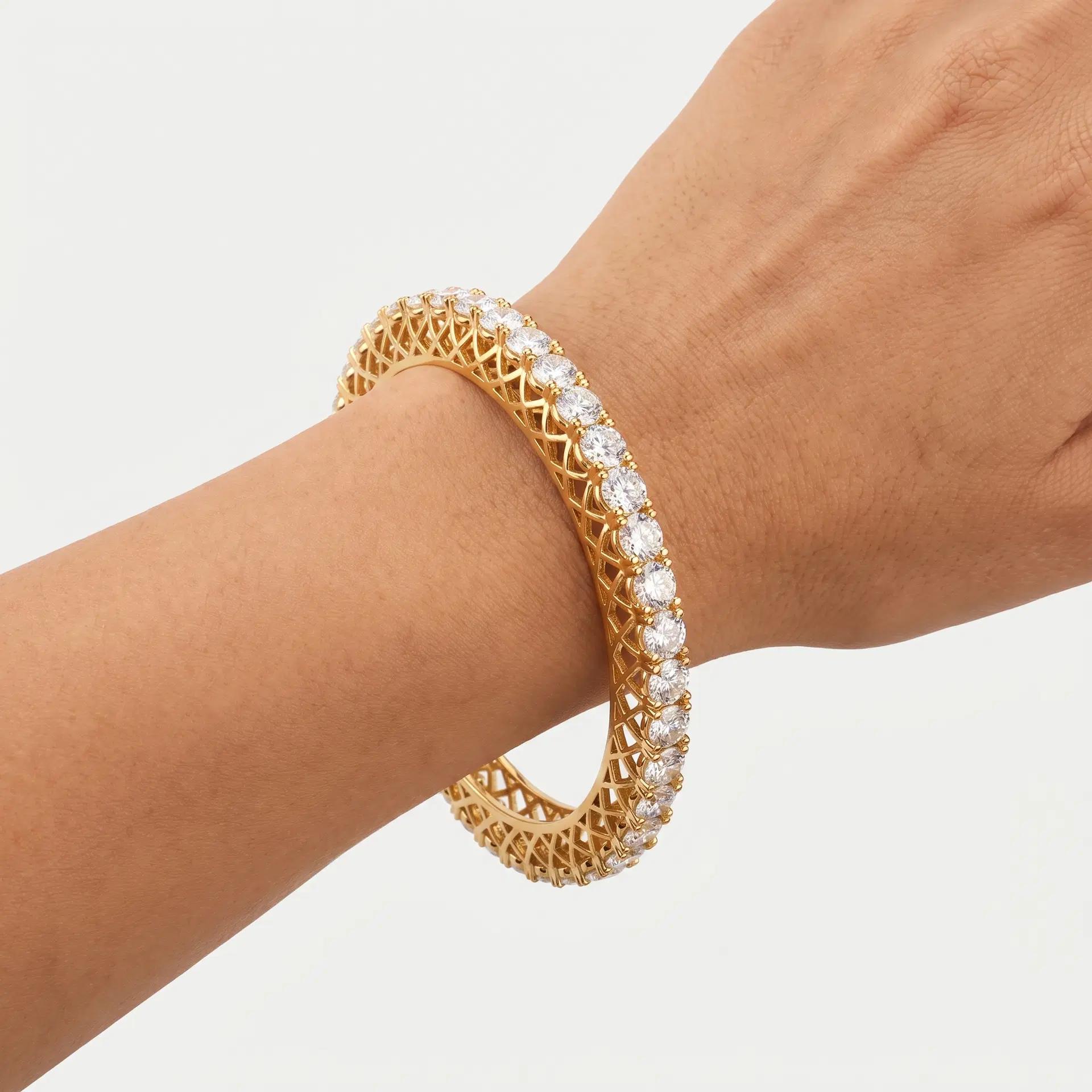 Classic Diamond Lattice Eternity Bangle on model
