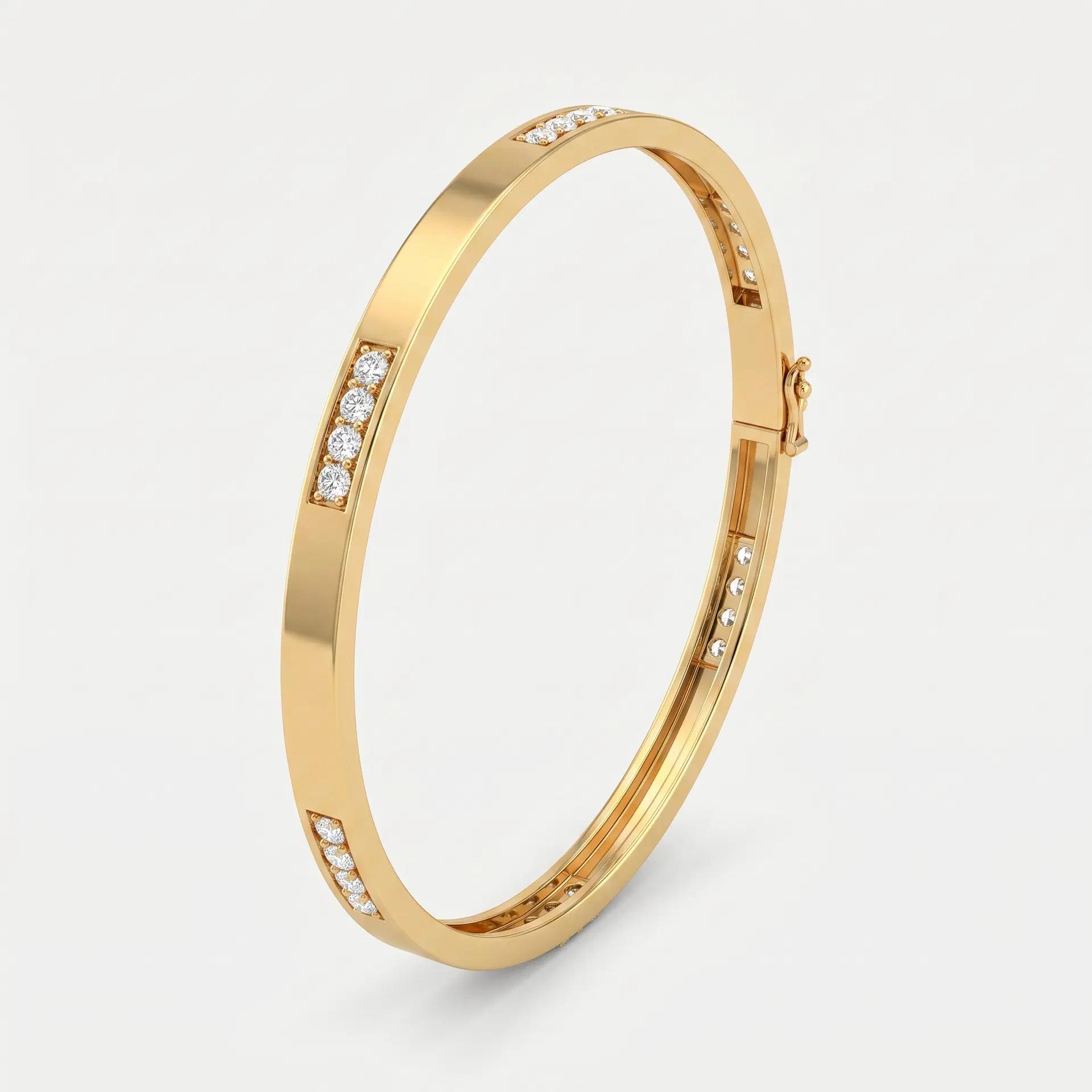 Round Diamond Cluster Station Bangle on model