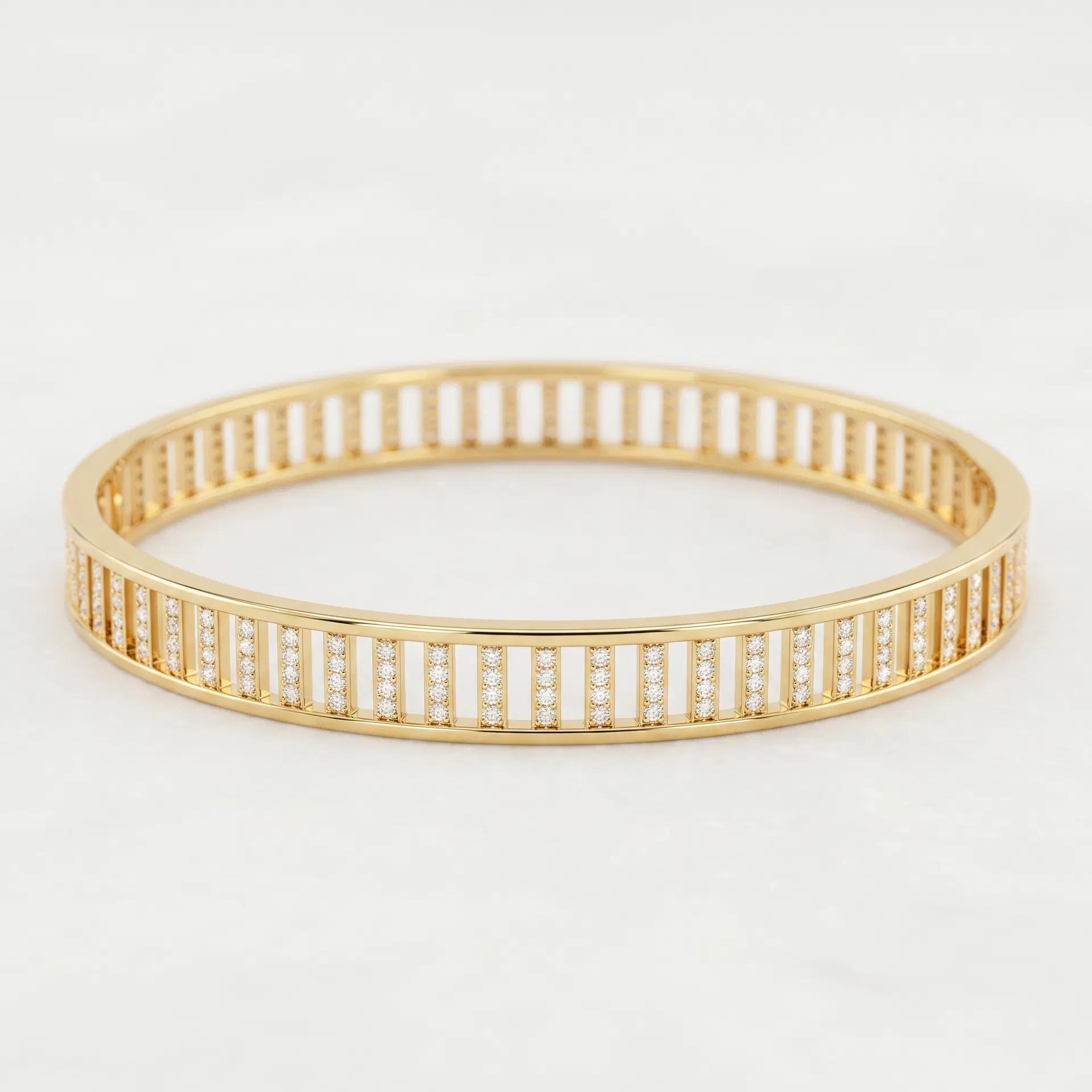 Striped Diamond Channel Bangle