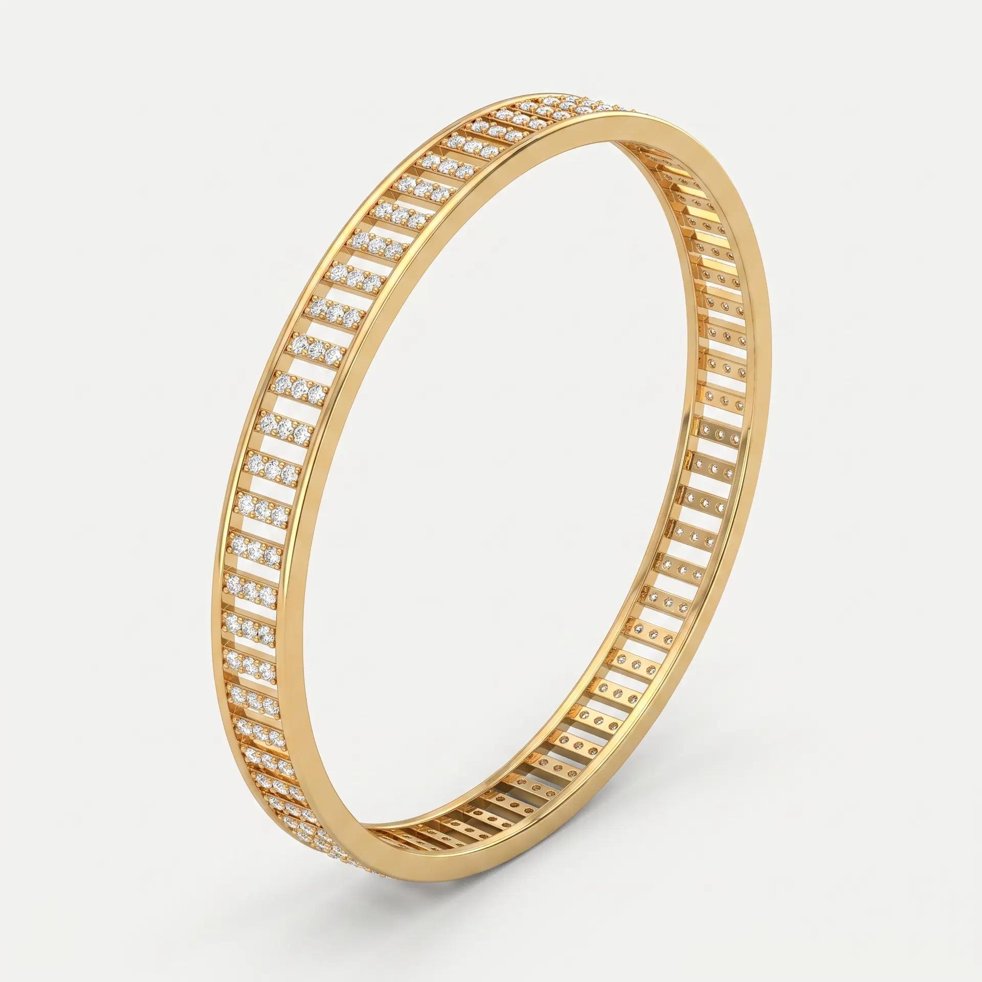Striped Diamond Channel Bangle on model