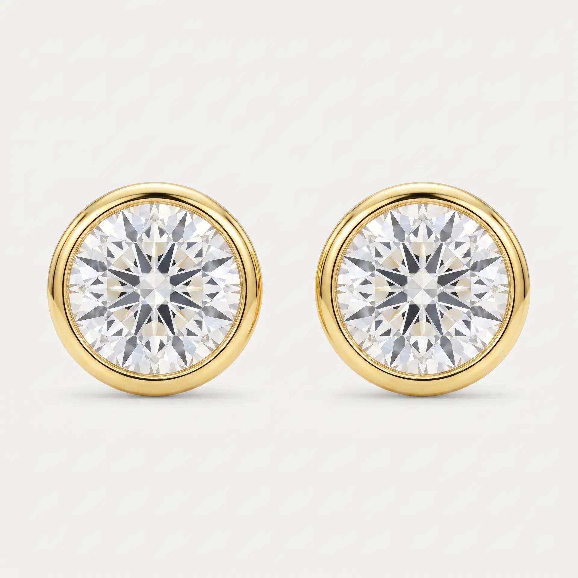 Round Diamond Bezel Stud Earrings