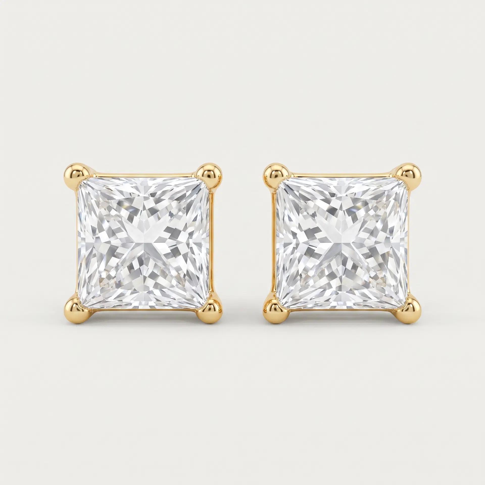 Princess Cut Diamond Stud Earrings