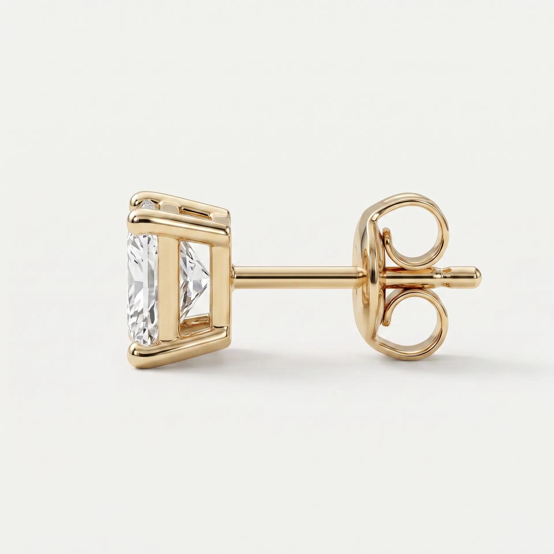 Princess Cut Diamond Stud Earrings on model
