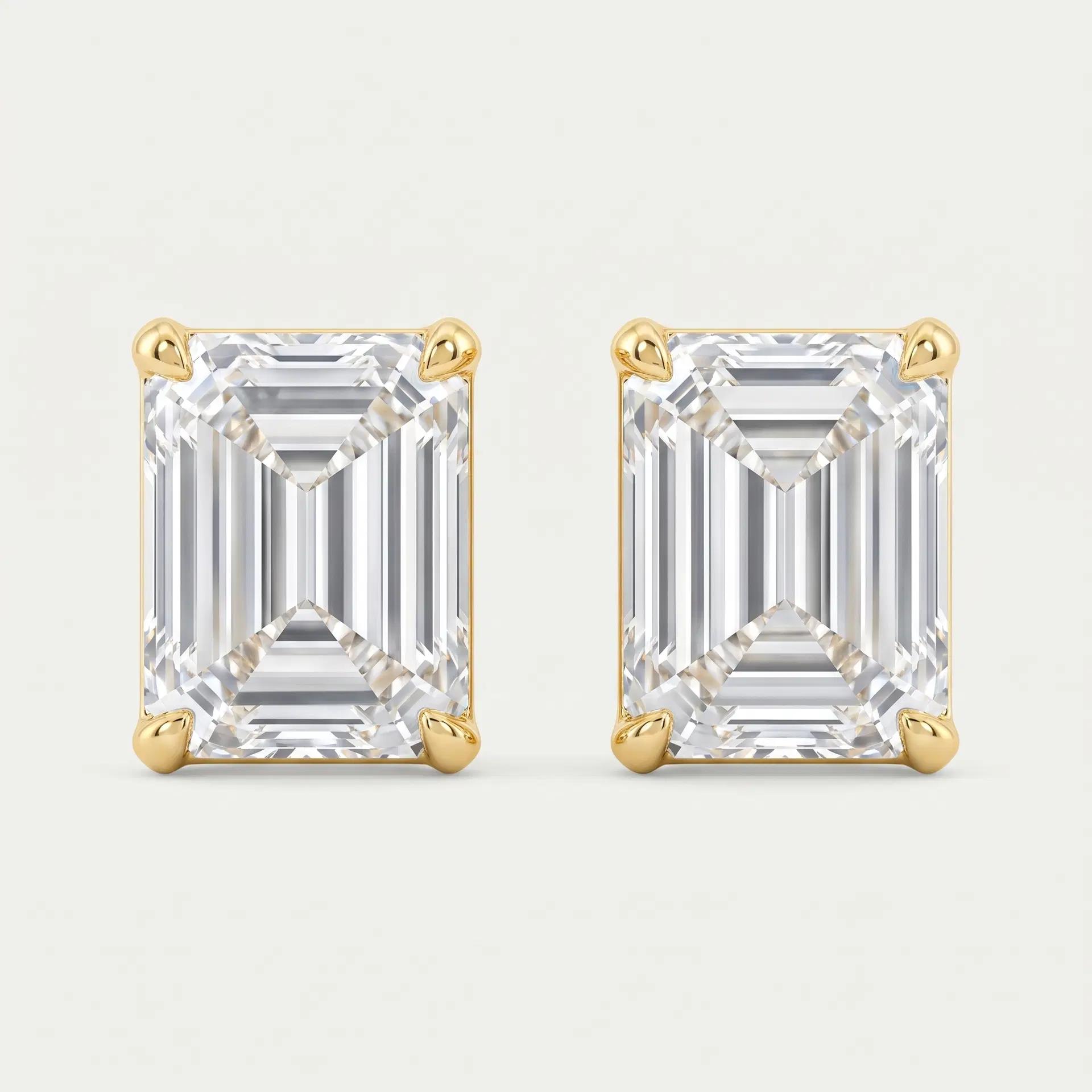 Emerald Cut Diamond Stud Earrings