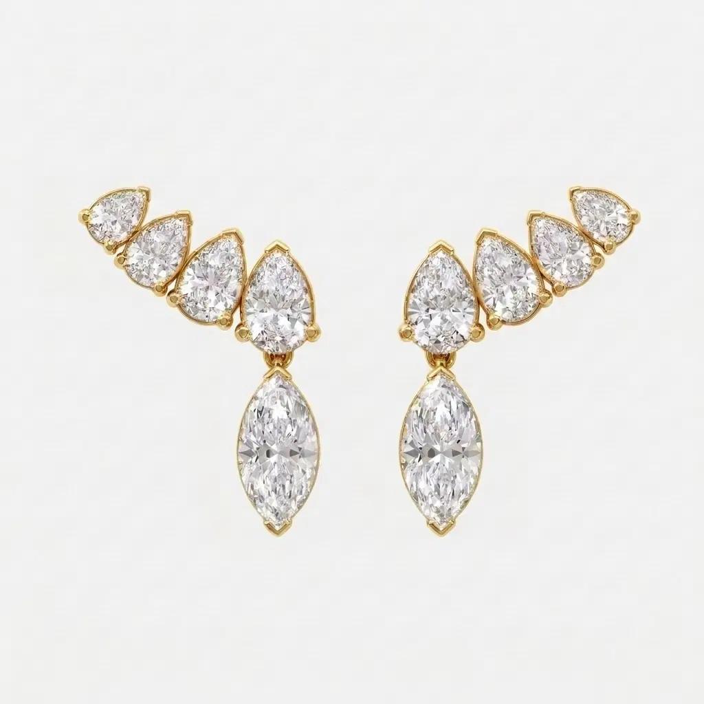 Pear & Marquise Diamond Stud Earrings