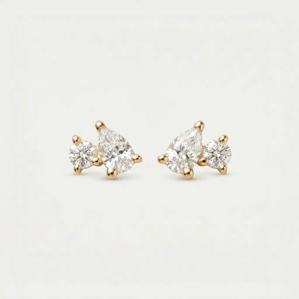 Pear & Round Accent Earrings