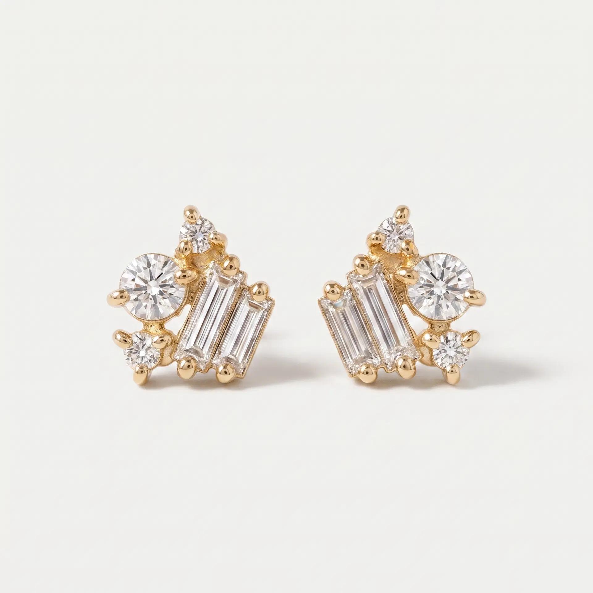 Baguette & Round Mosaic Studs