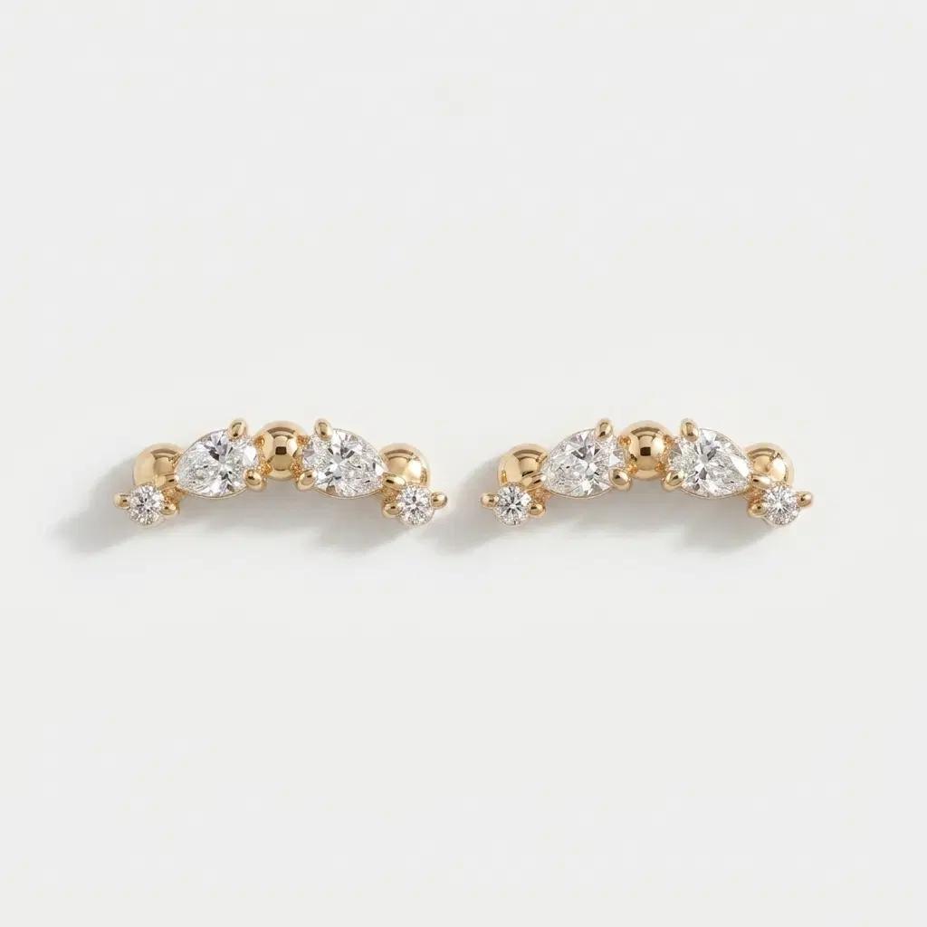 Pear & Round Curved Studs